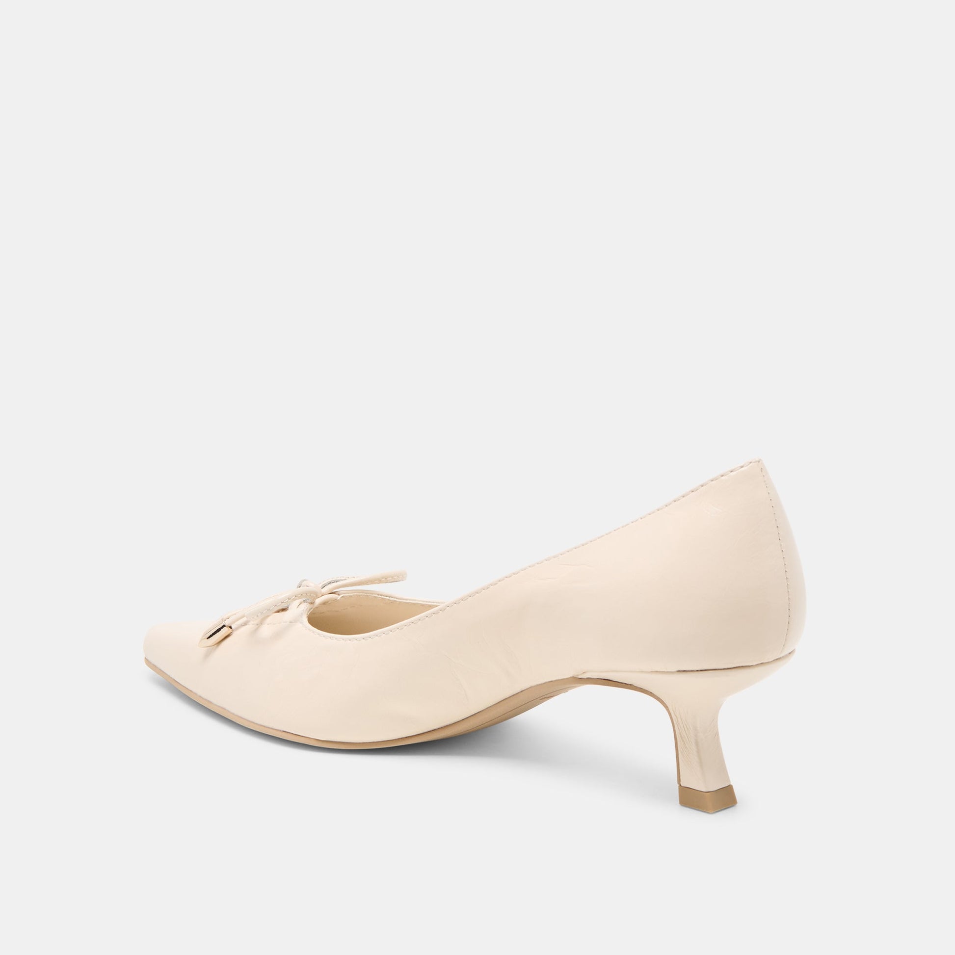 Clarie Bone Crinkle Patent Leather Heels