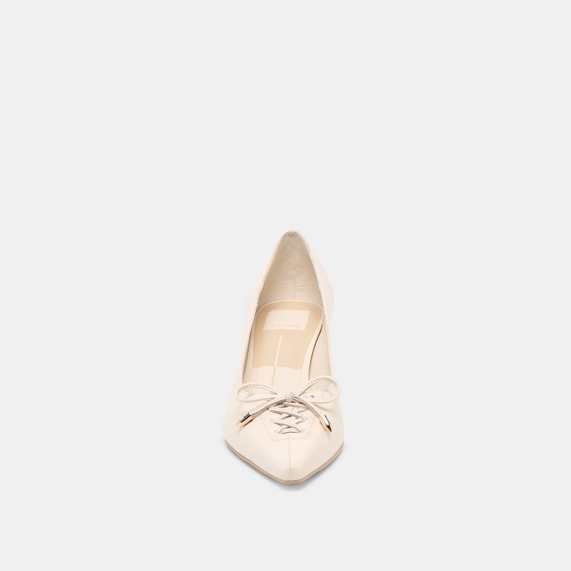 Clarie Bone Crinkle Patent Leather Heels