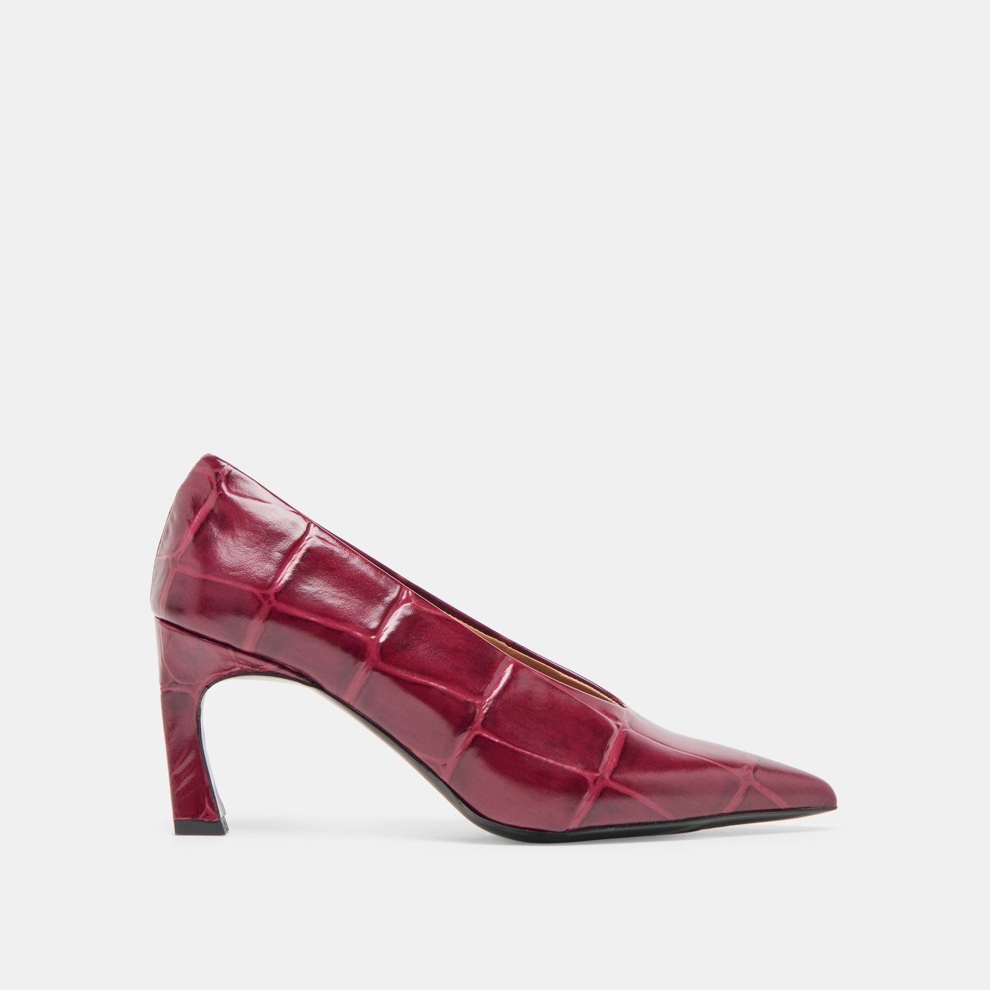 Midge Burgundy Croco Embossed Leather Heels
