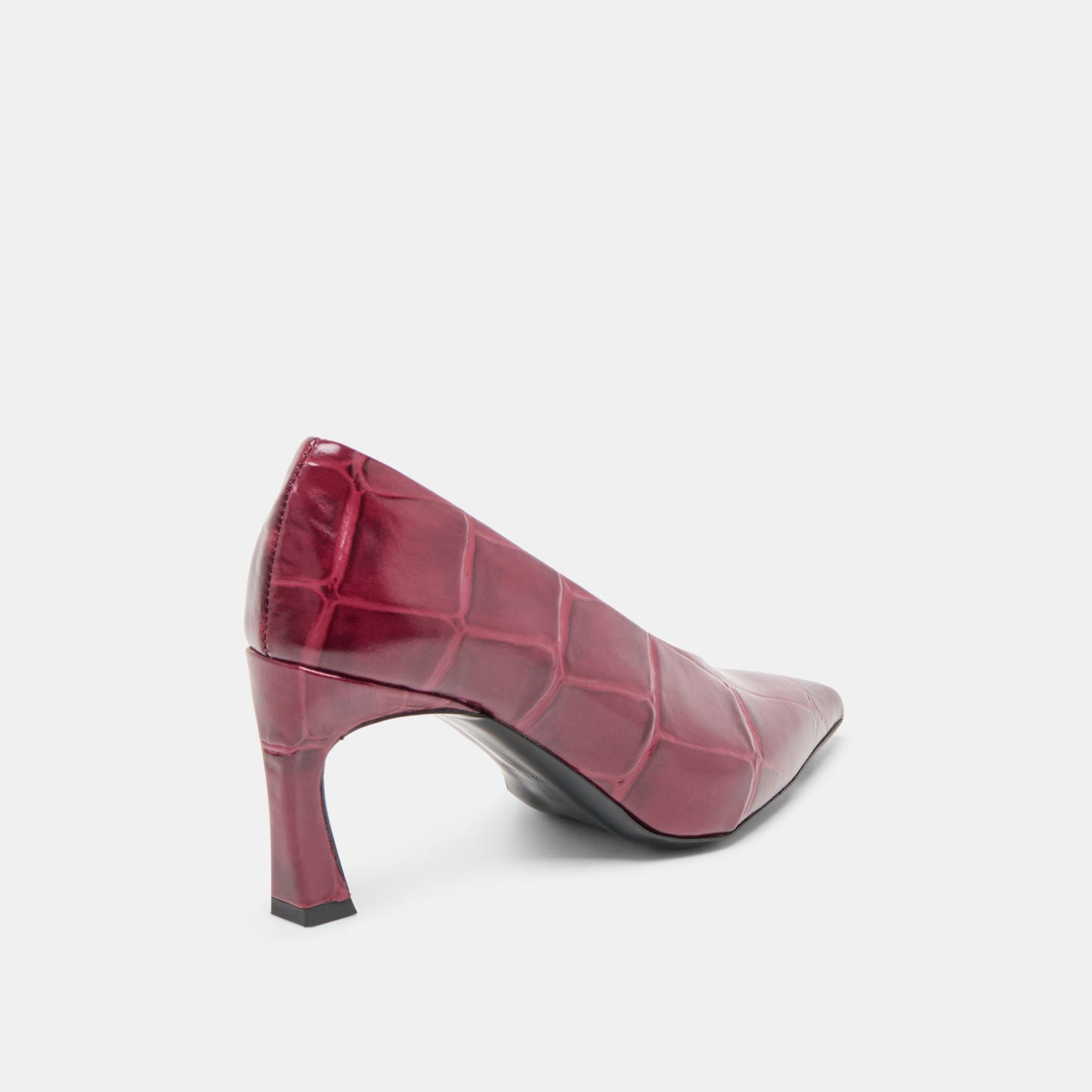 Midge Burgundy Croco Embossed Leather Heels