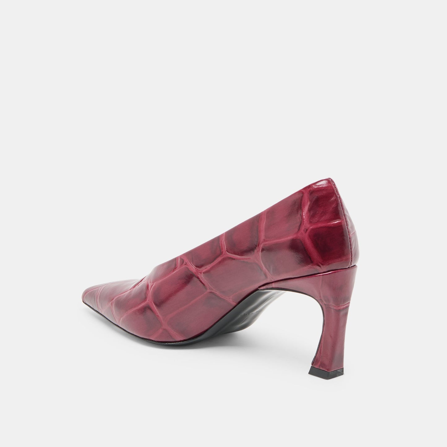 Midge Burgundy Croco Embossed Leather Heels