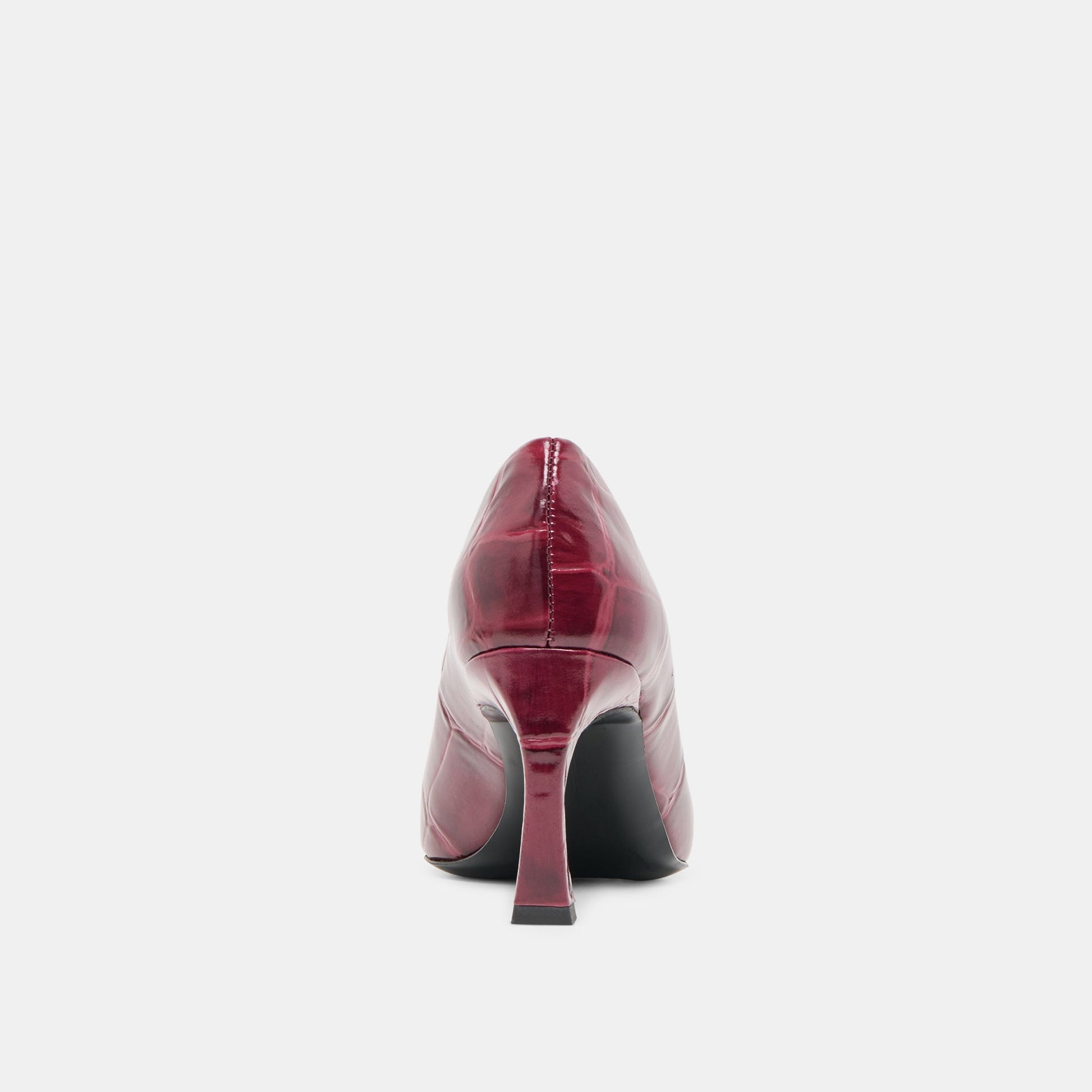 Midge Burgundy Croco Embossed Leather Heels