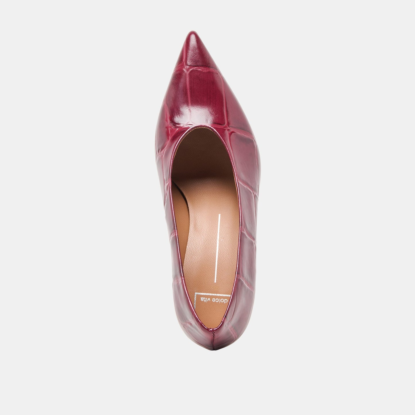 Midge Burgundy Croco Embossed Leather Heels