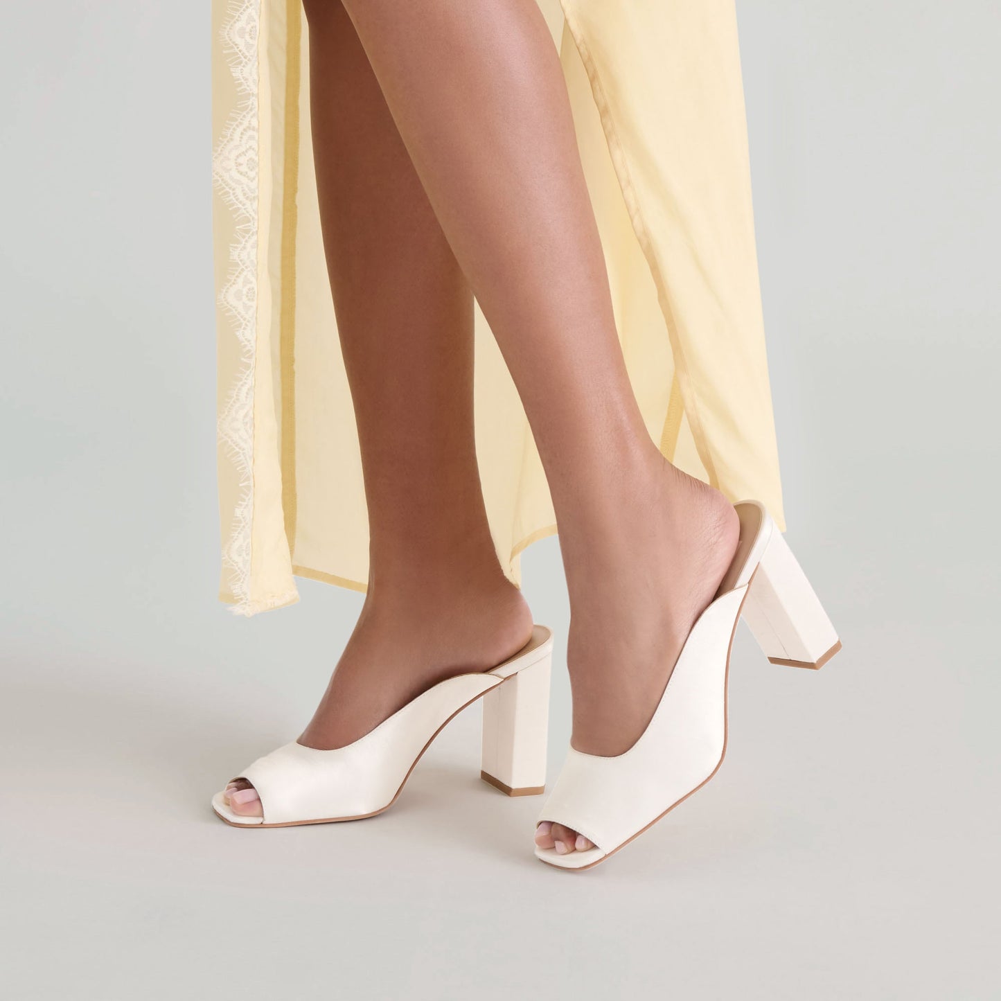 Sabela Off White Satin Heels