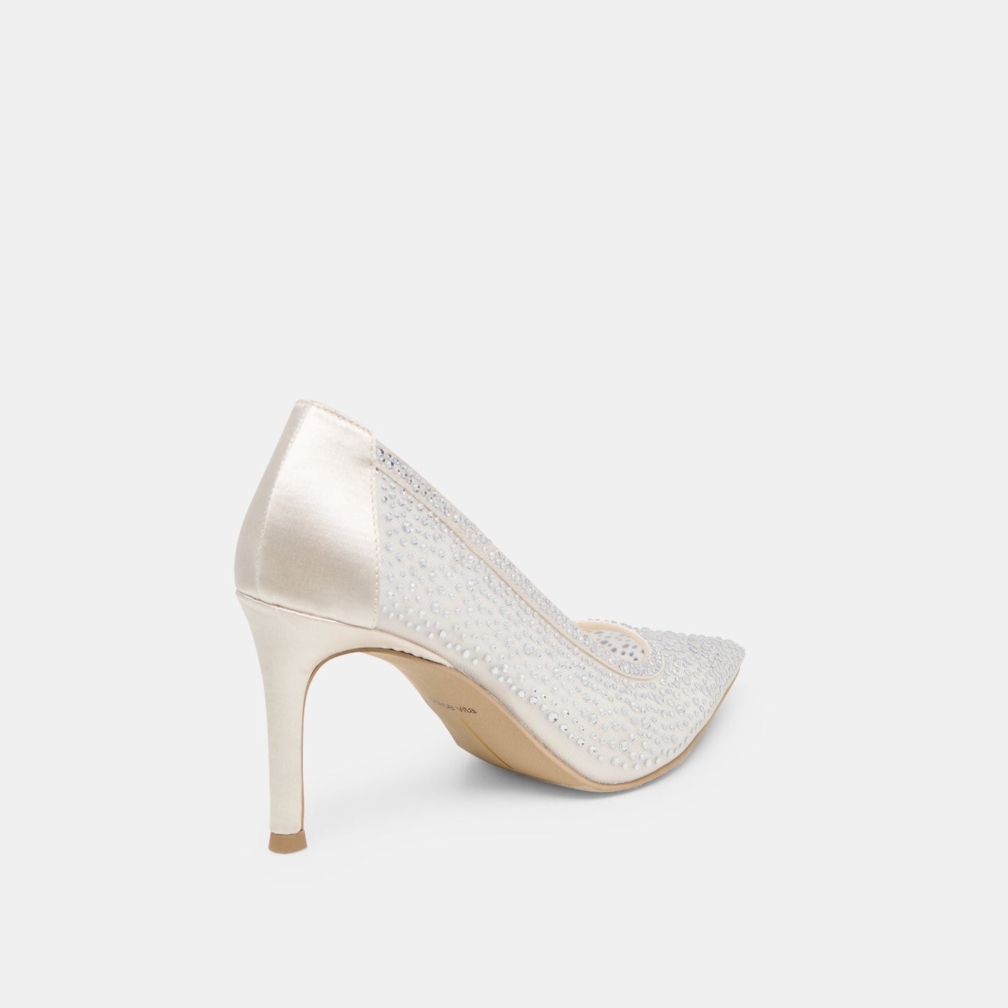 Kashe Crystal White Mesh Heels