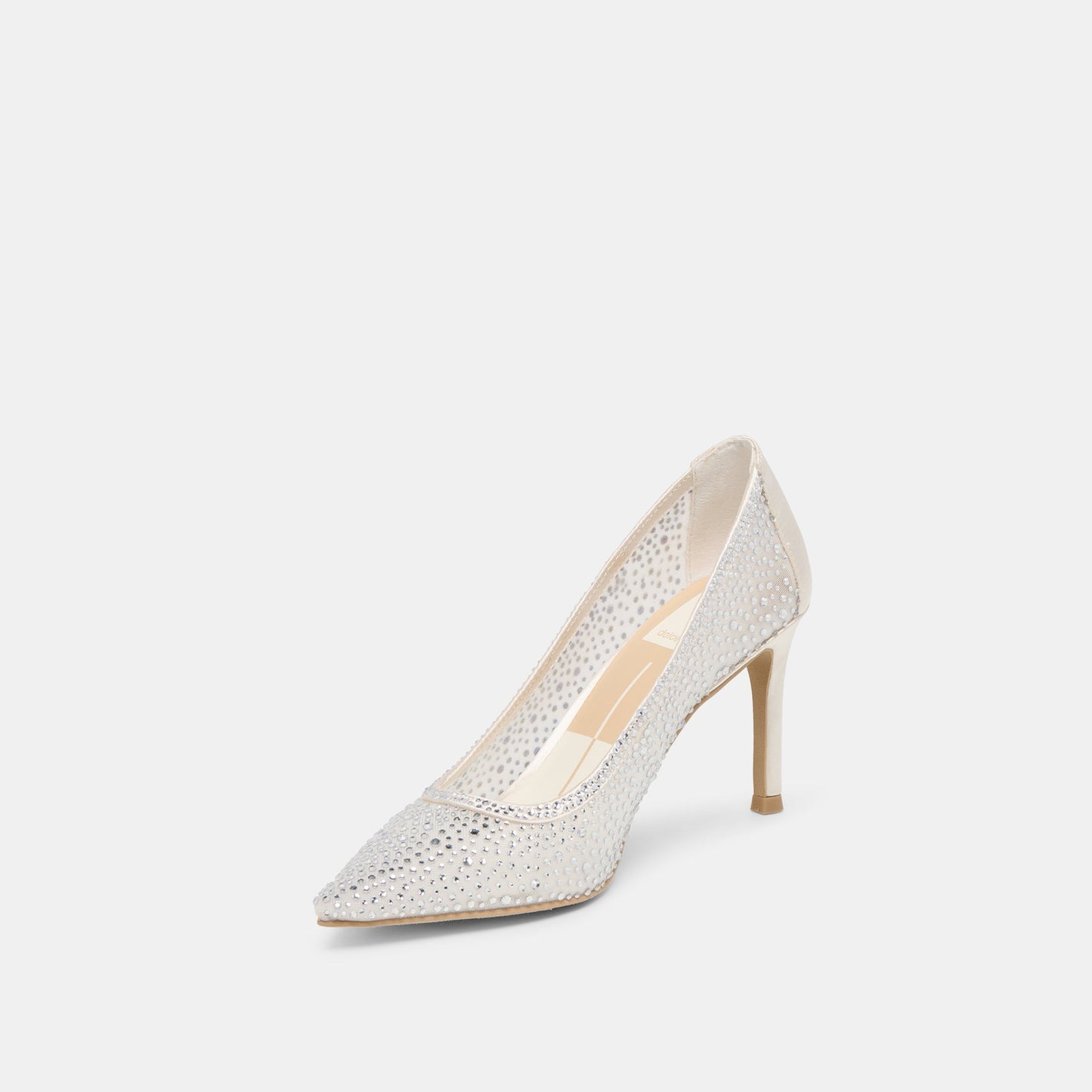 Kashe Crystal White Mesh Heels