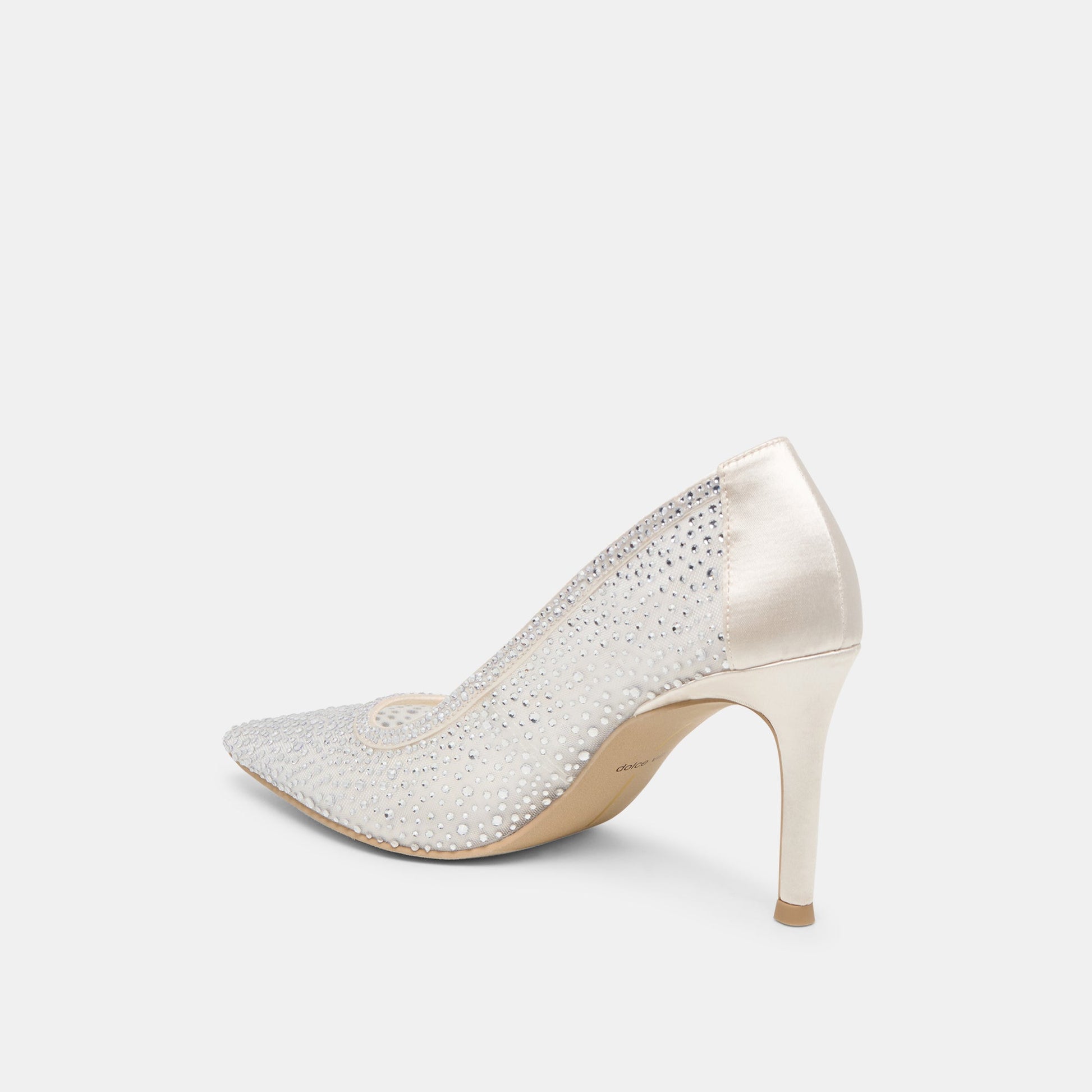 Kashe Crystal White Mesh Heels