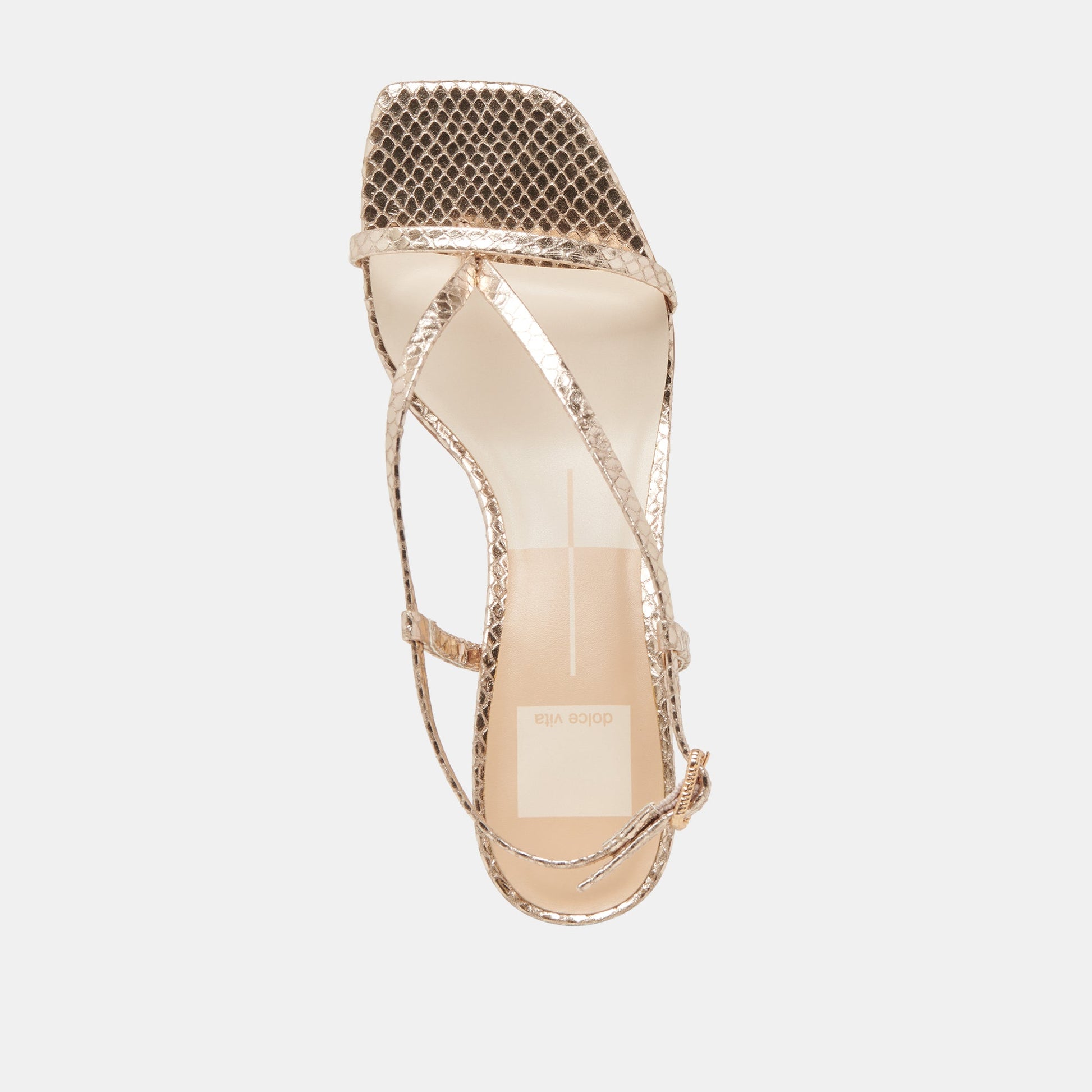 LAURY HEELS CHAMPAGNE EMBOSSED LEATHER
 – Dolce Vita