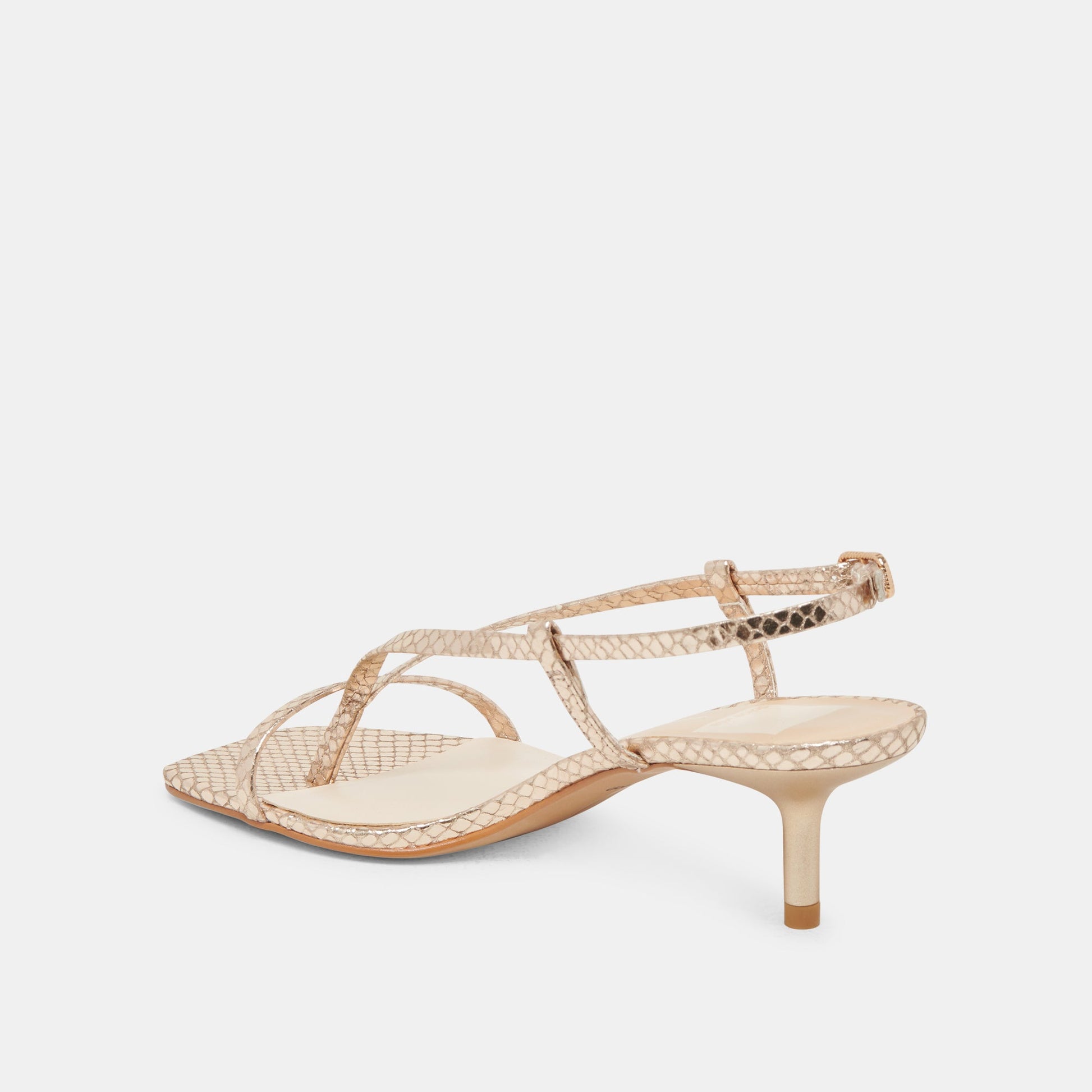 LAURY HEELS CHAMPAGNE EMBOSSED LEATHER
 – Dolce Vita