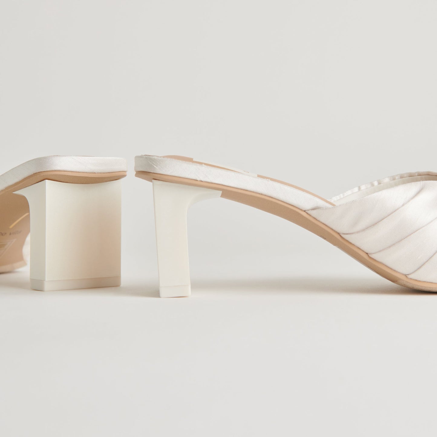CARLAN HEELS OFF WHITE SILK
 – Dolce Vita