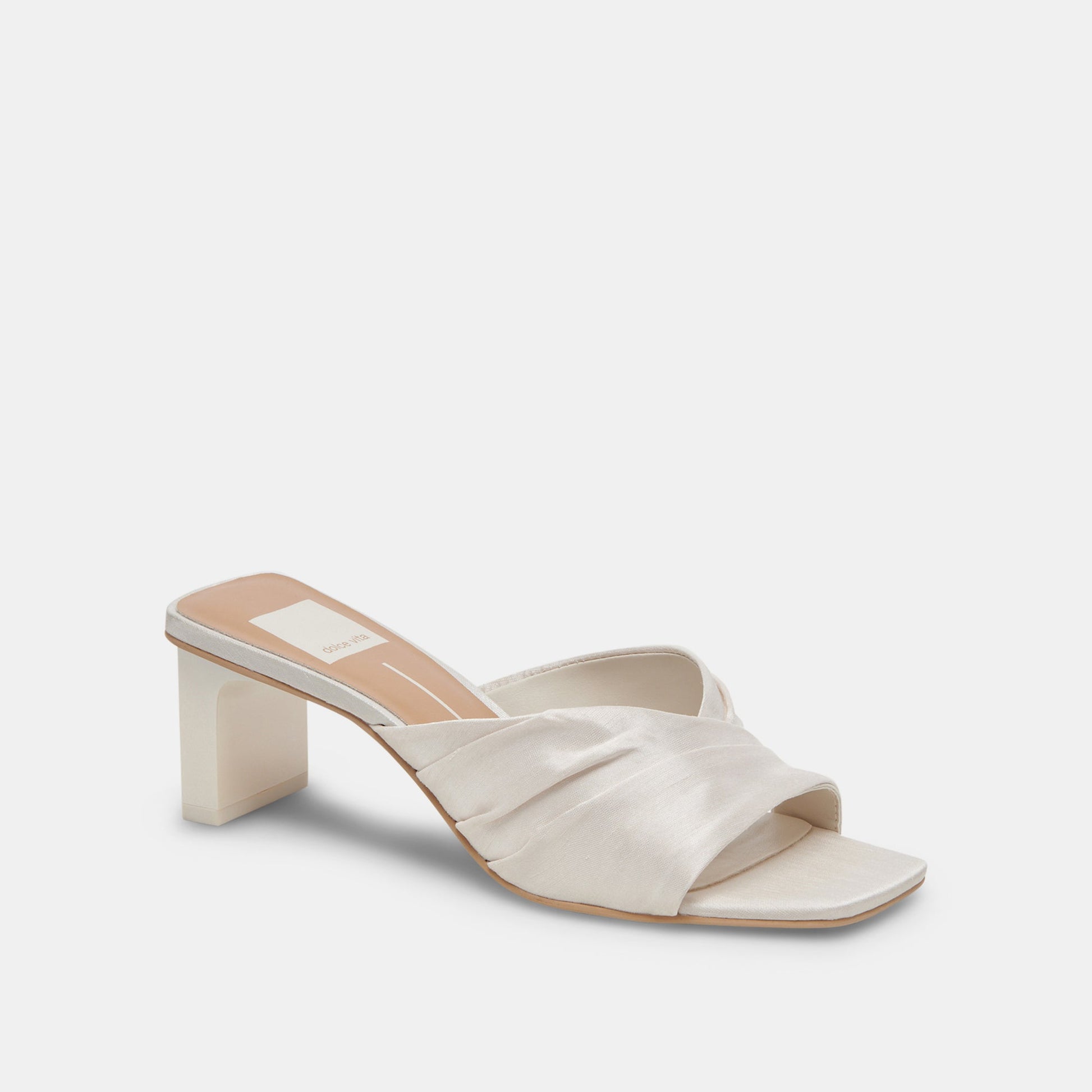 CARLAN HEELS OFF WHITE SILK
 – Dolce Vita