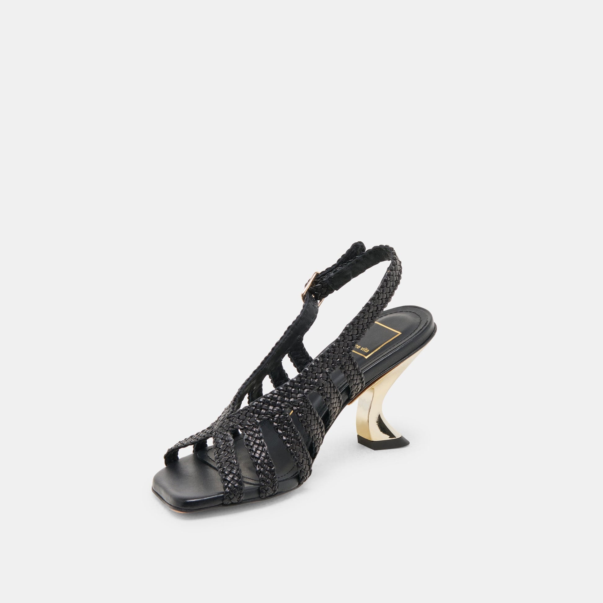 SICILY HEELS BLACK WOVEN LEATHER
 – Dolce Vita