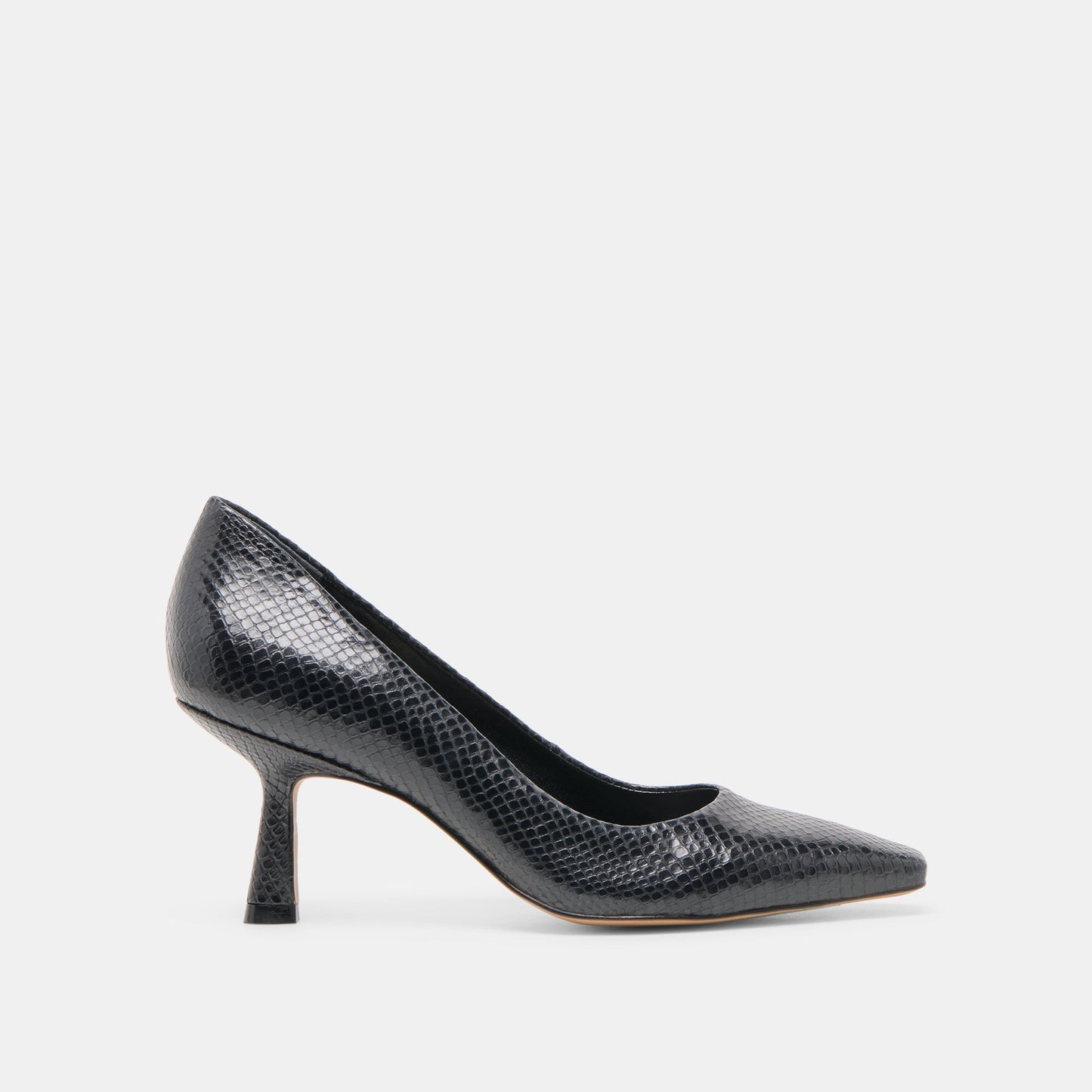 Briona Onyx Embossed Leather Heels