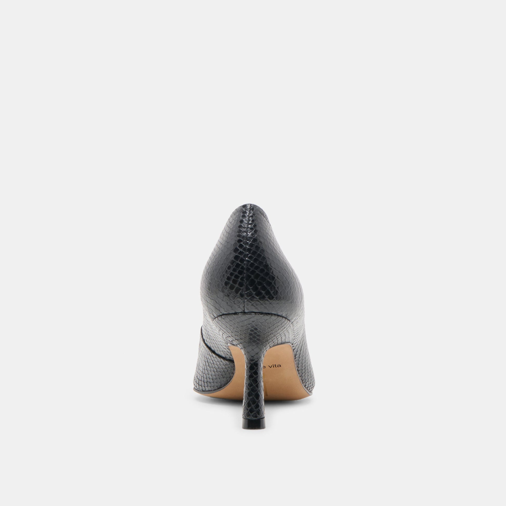 Briona Onyx Embossed Leather Heels