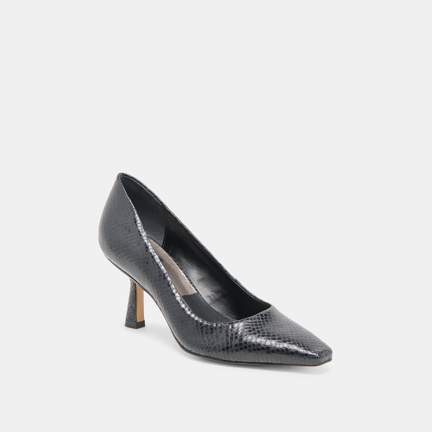 Briona Onyx Embossed Leather Heels