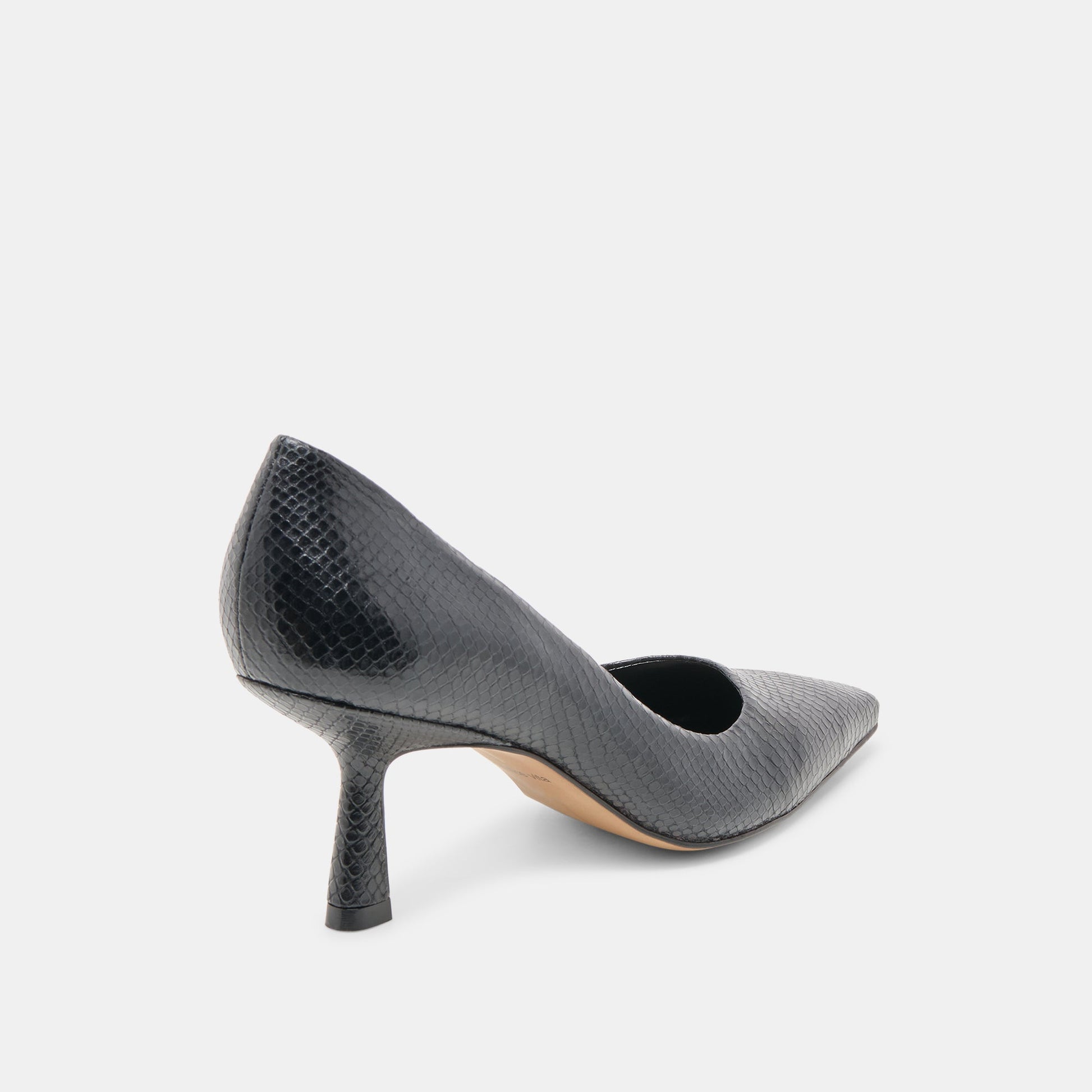 Briona Onyx Embossed Leather Heels