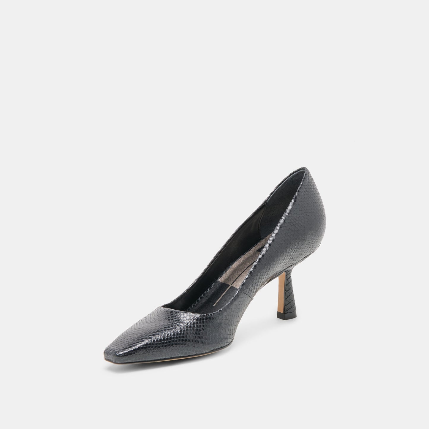 Briona Onyx Embossed Leather Heels