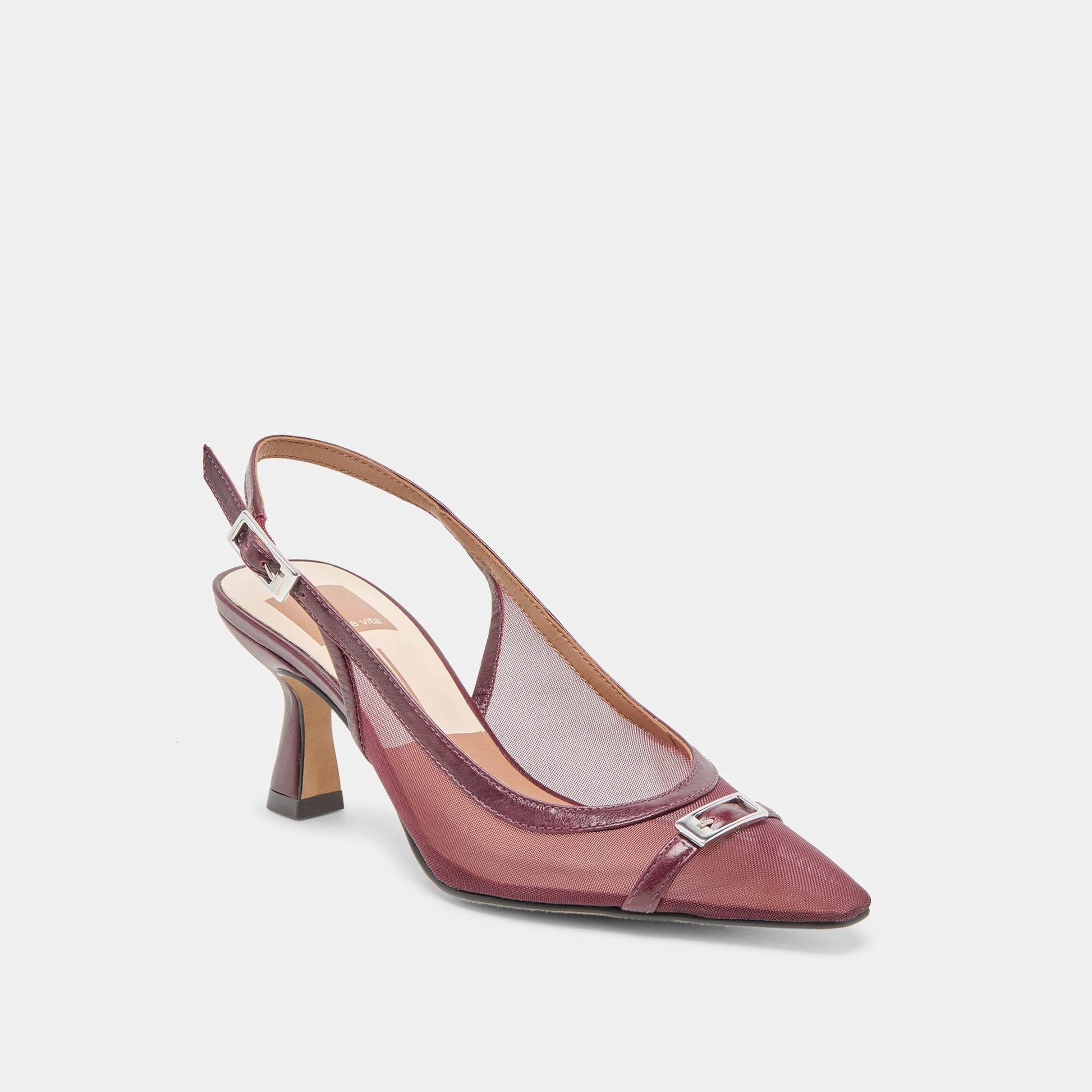 Lorine Burgundy Mesh Heels