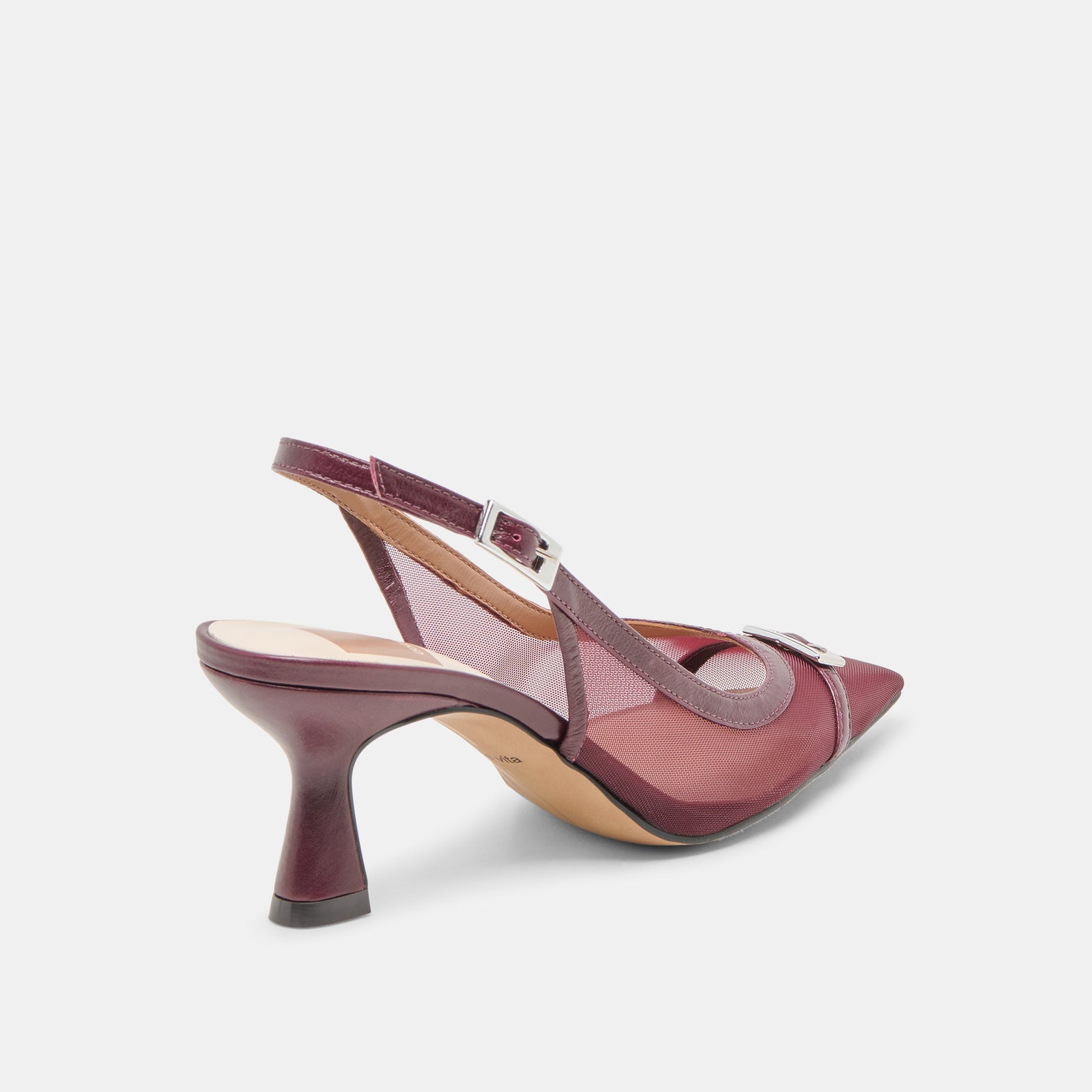 Lorine Burgundy Mesh Heels