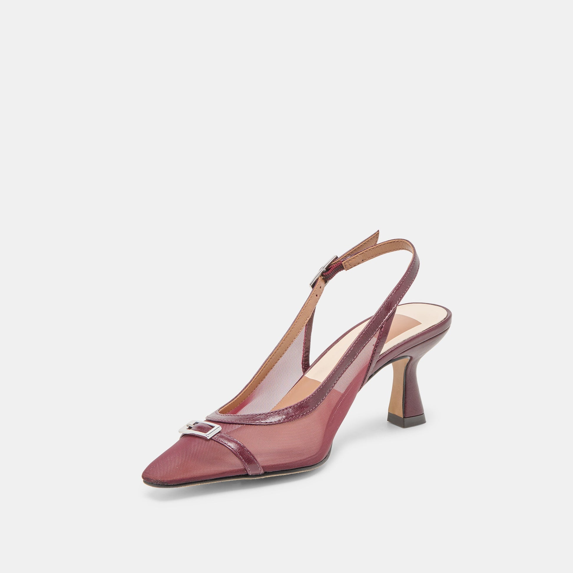 Lorine Burgundy Mesh Heels