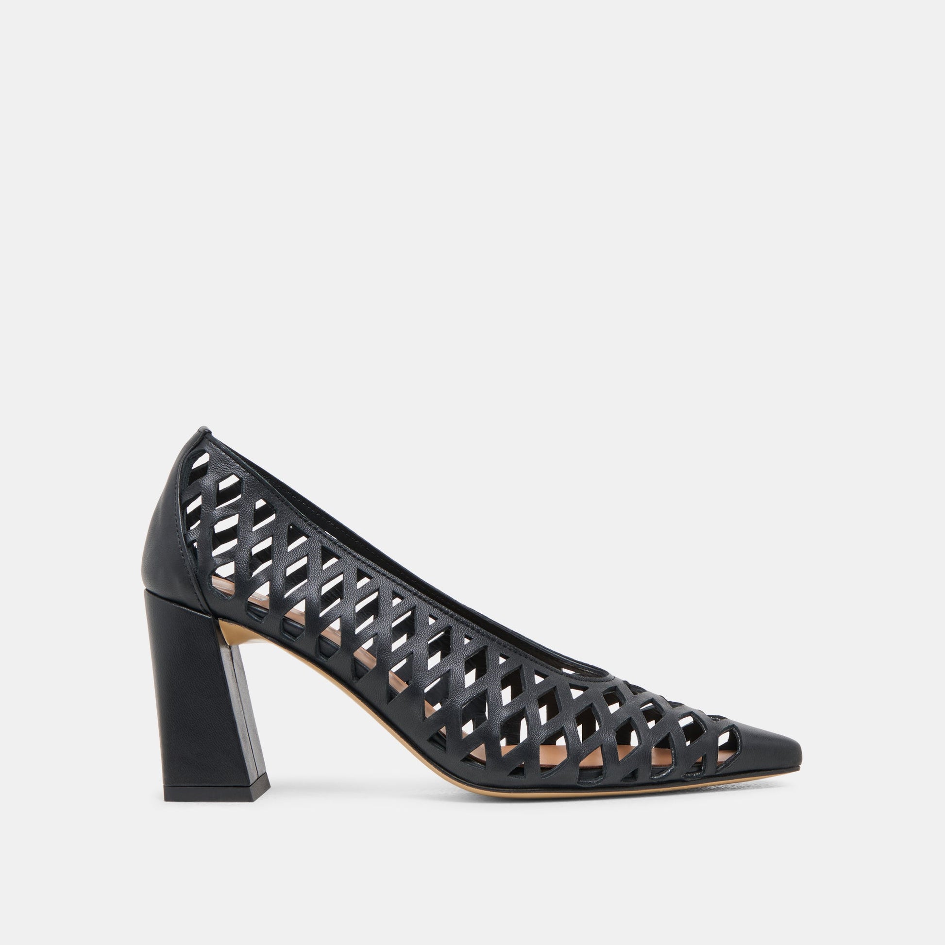 Tanya Black Woven Leather Heels