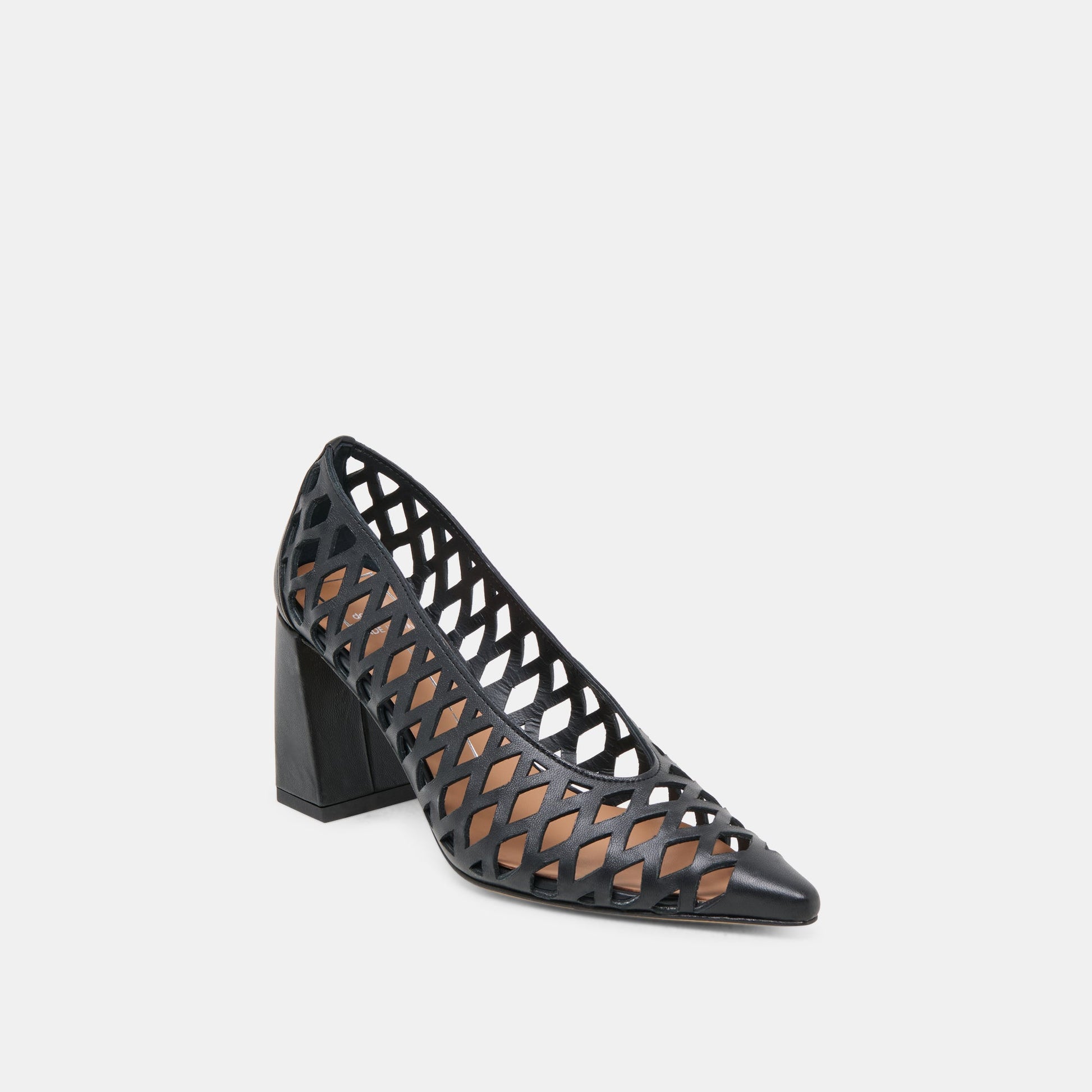 Tanya Black Woven Leather Heels