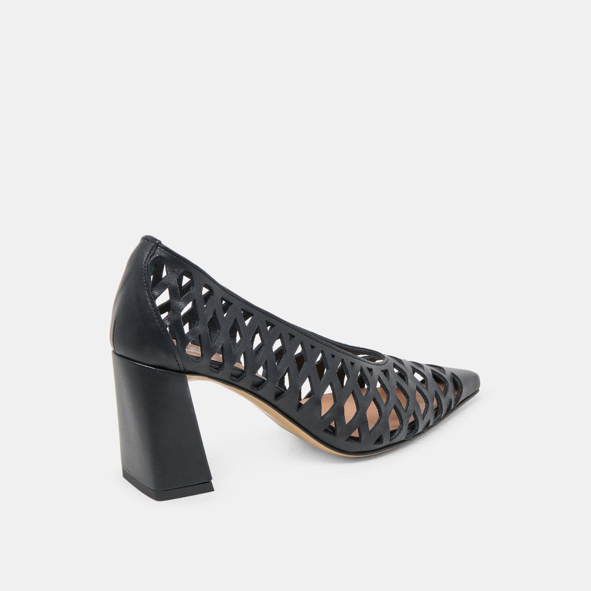 Tanya Black Woven Leather Heels