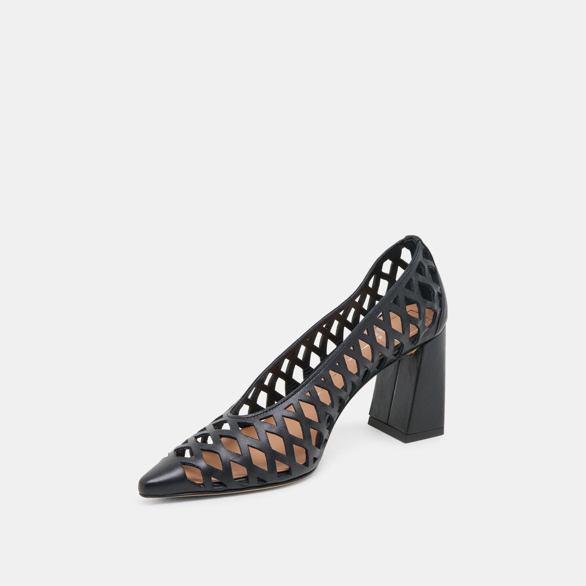 Tanya Black Woven Leather Heels