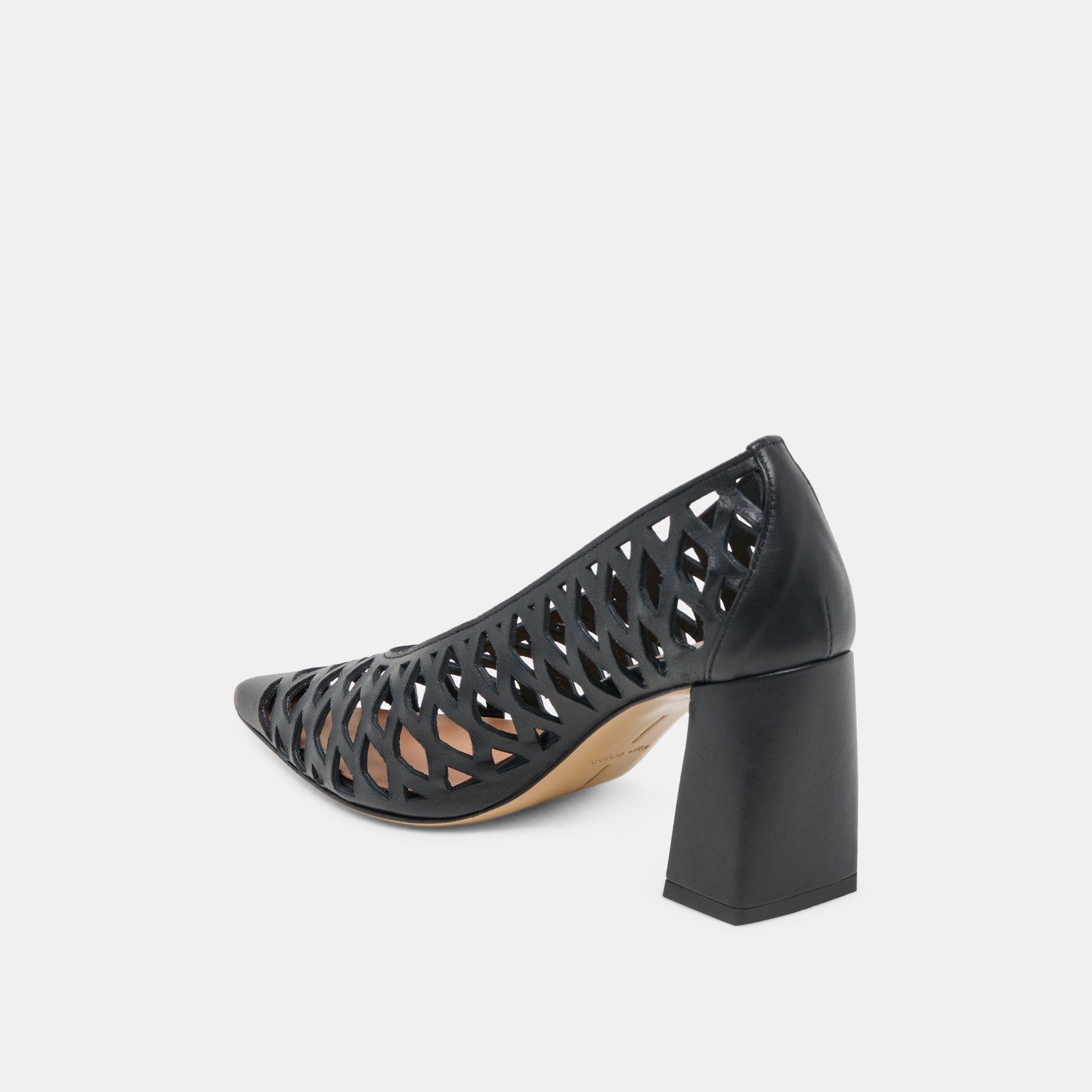 Tanya Black Woven Leather Heels