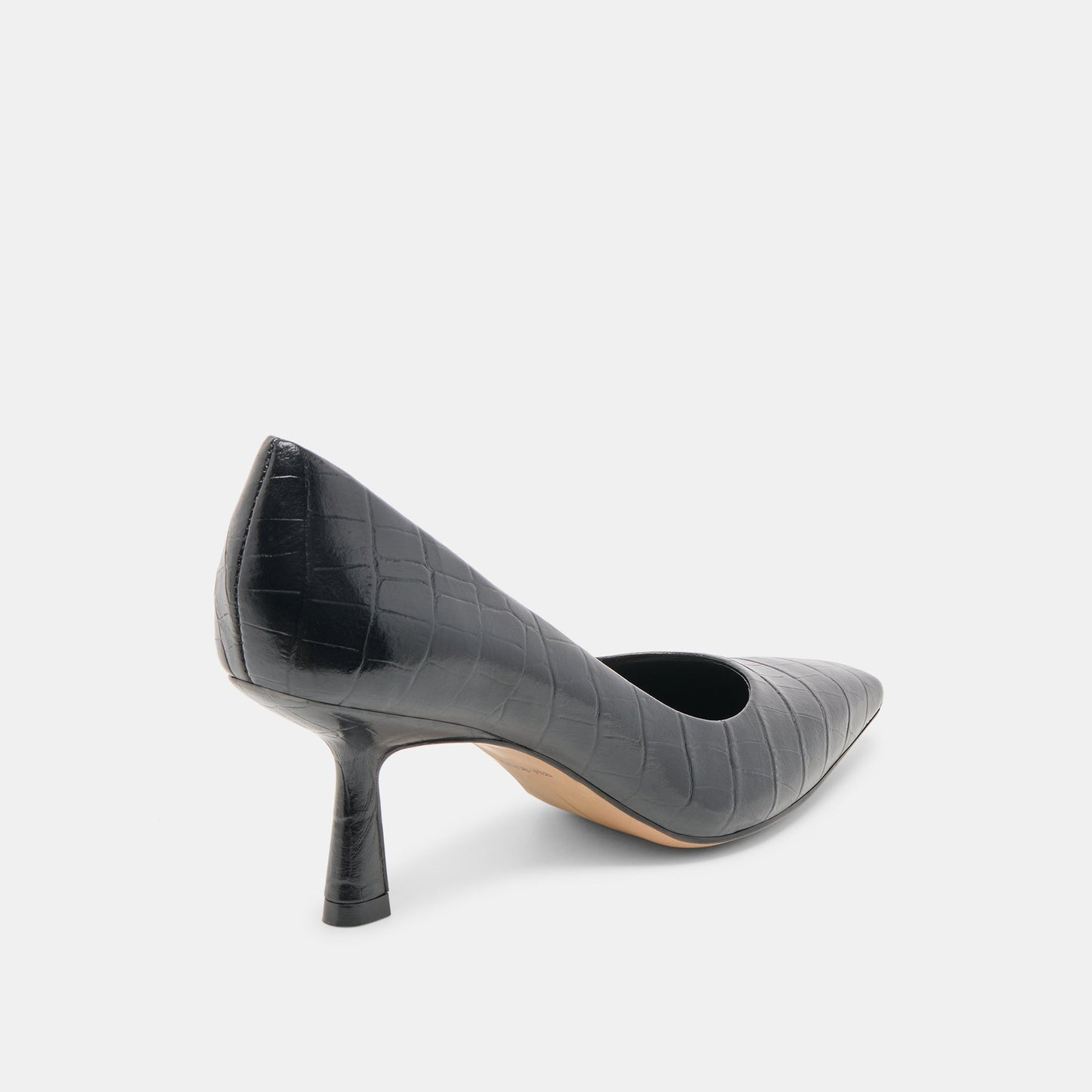 Briona Noir Croco Embossed Leather Heels