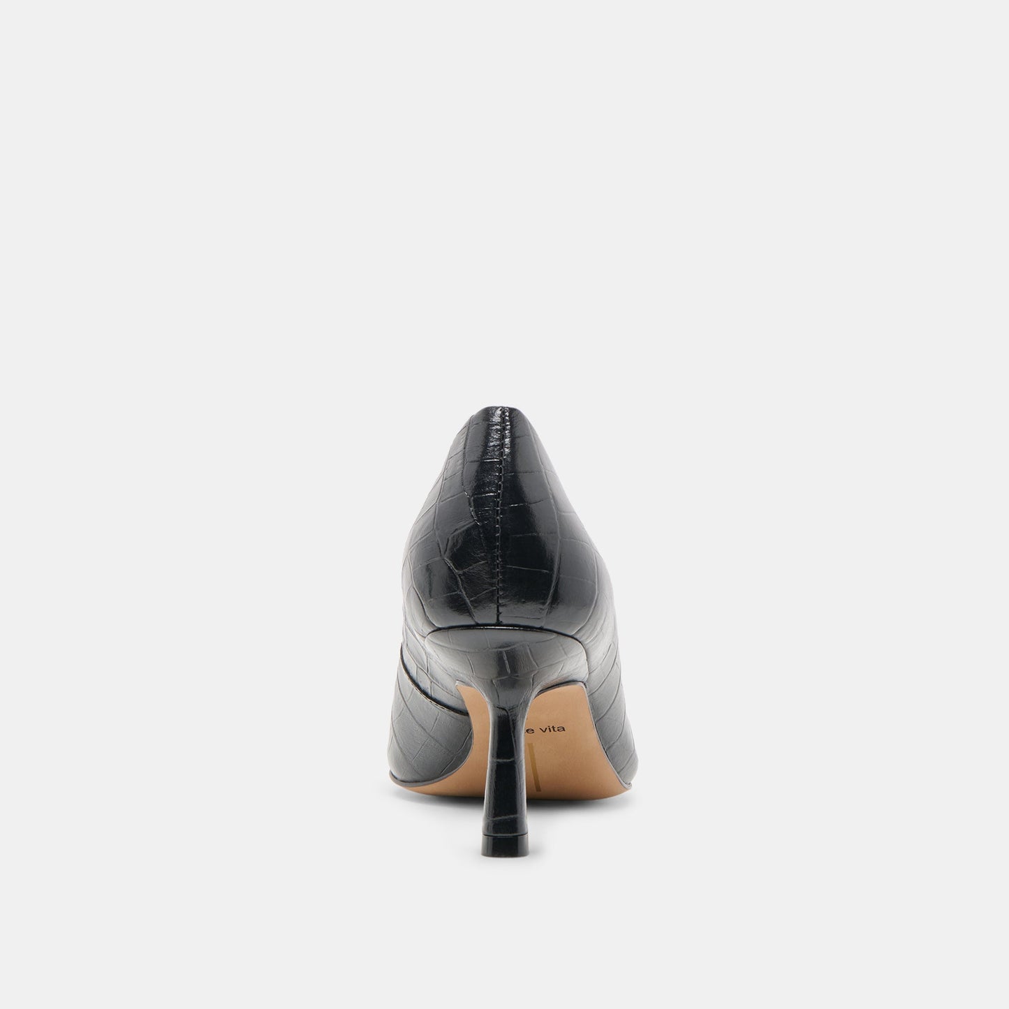 Briona Noir Croco Embossed Leather Heels