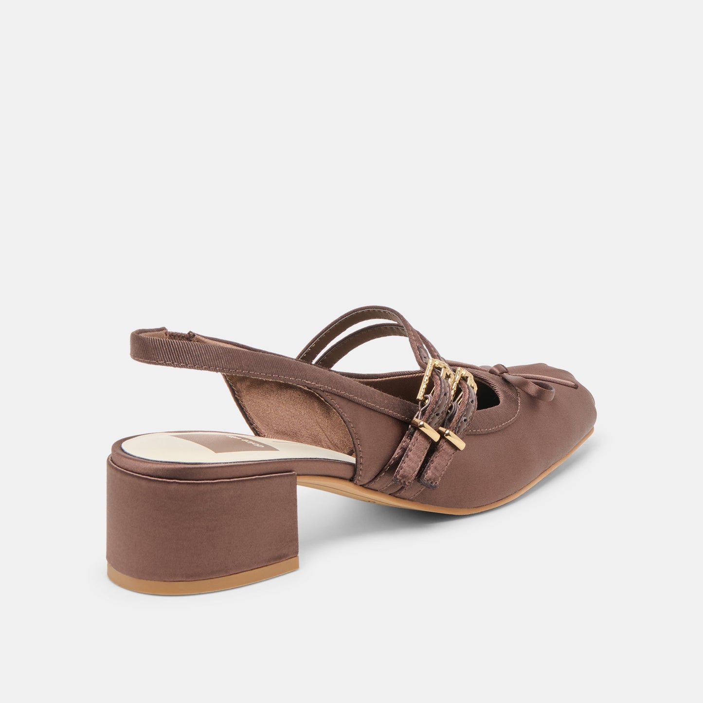 Loris Mahogany Satin Heels