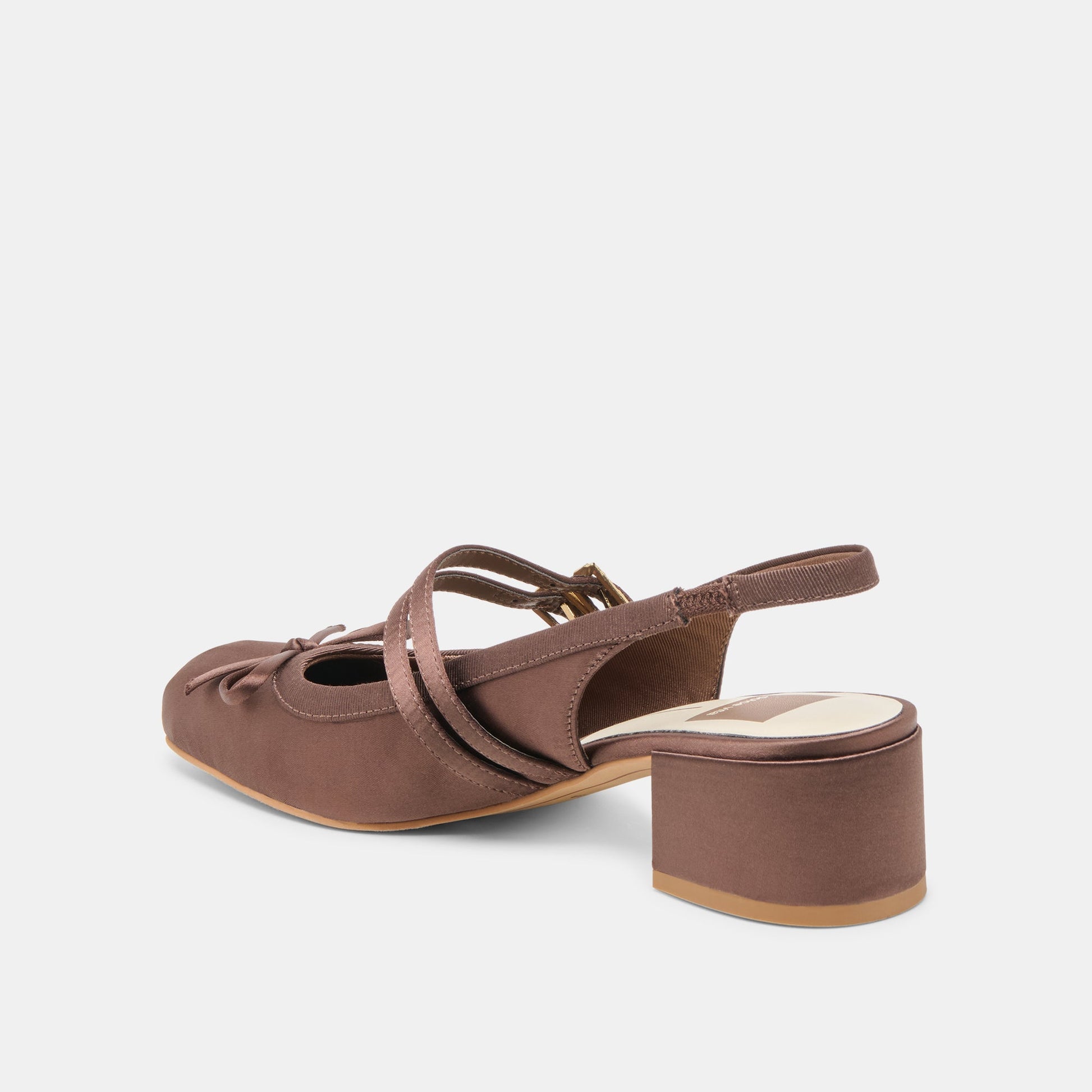 Loris Mahogany Satin Heels