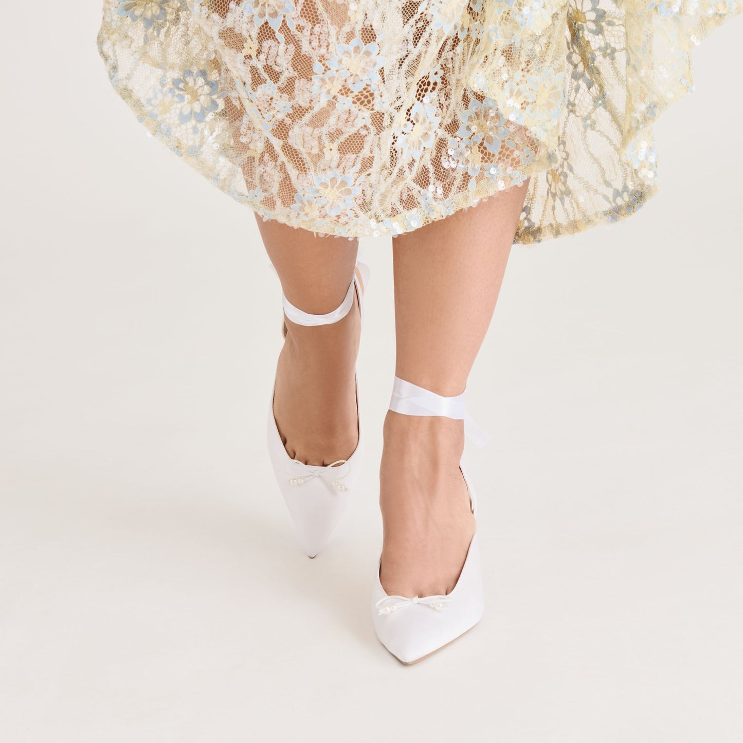 Efora True White Satin Heels