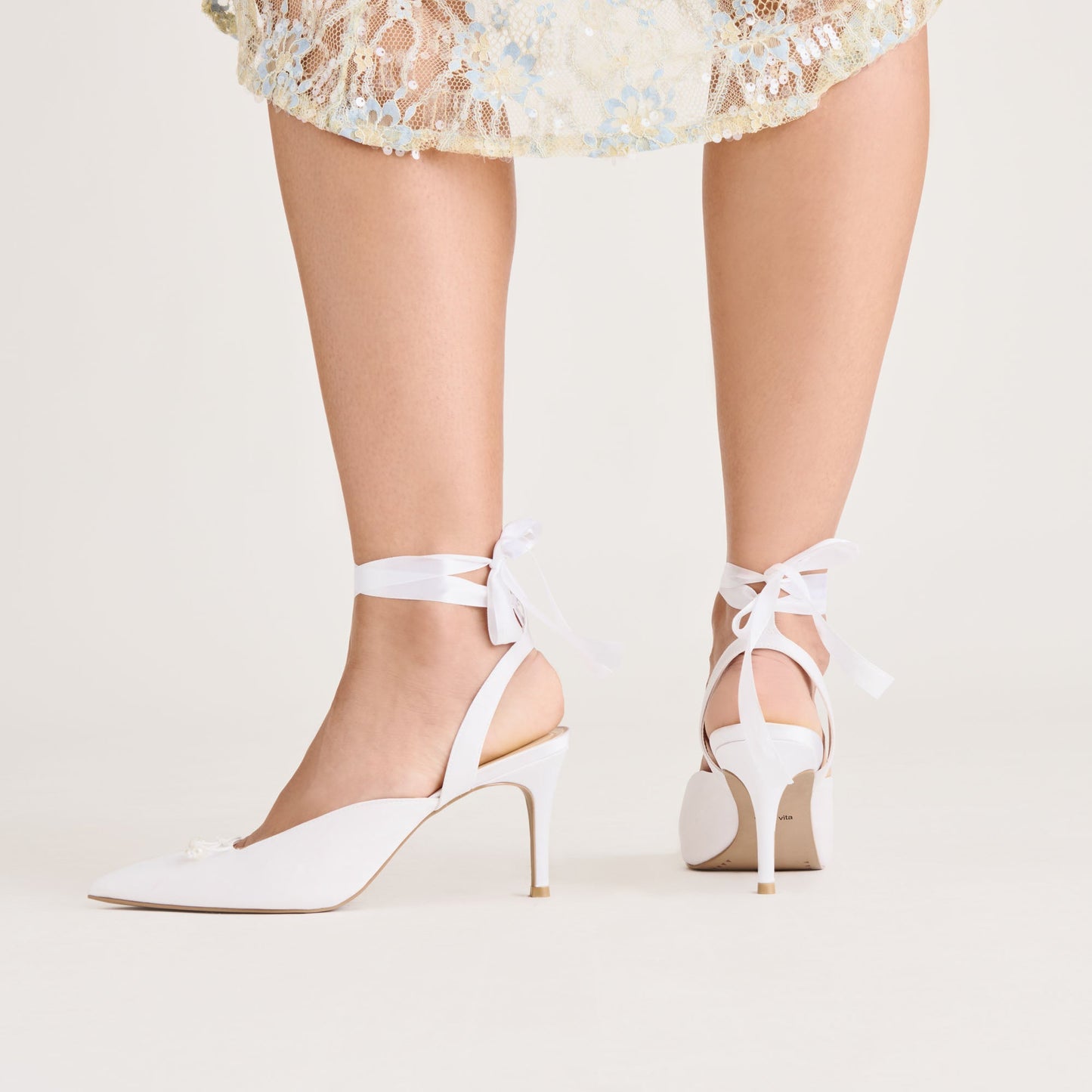 Efora True White Satin Heels