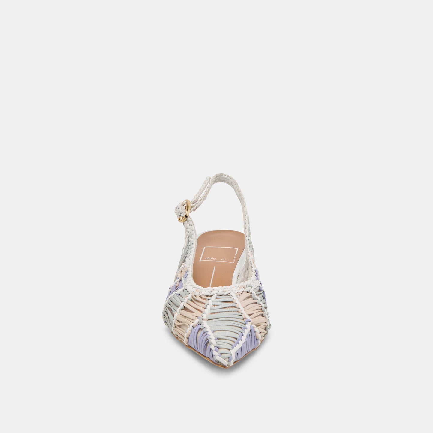 Dafney White Multi Woven Leather Heels