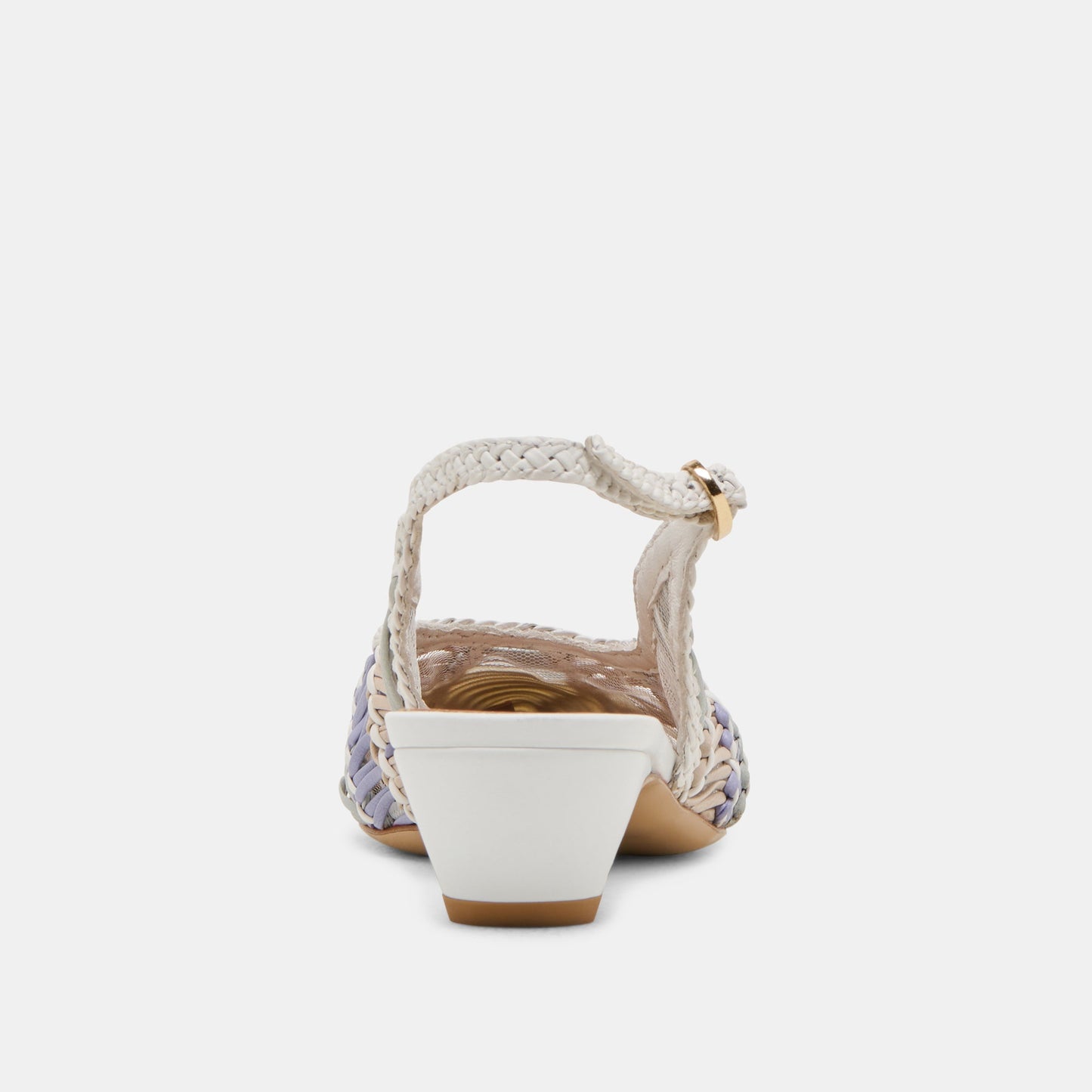 Dafney White Multi Woven Leather Heels