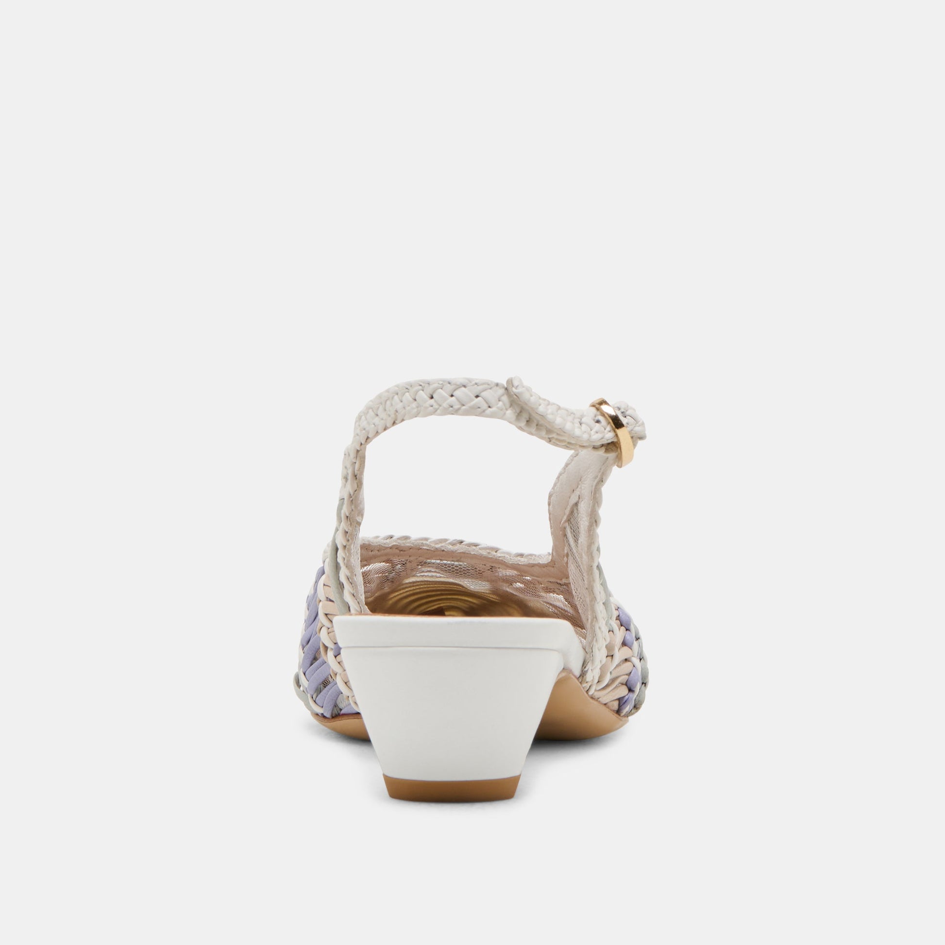 Dafney White Multi Woven Leather Heels