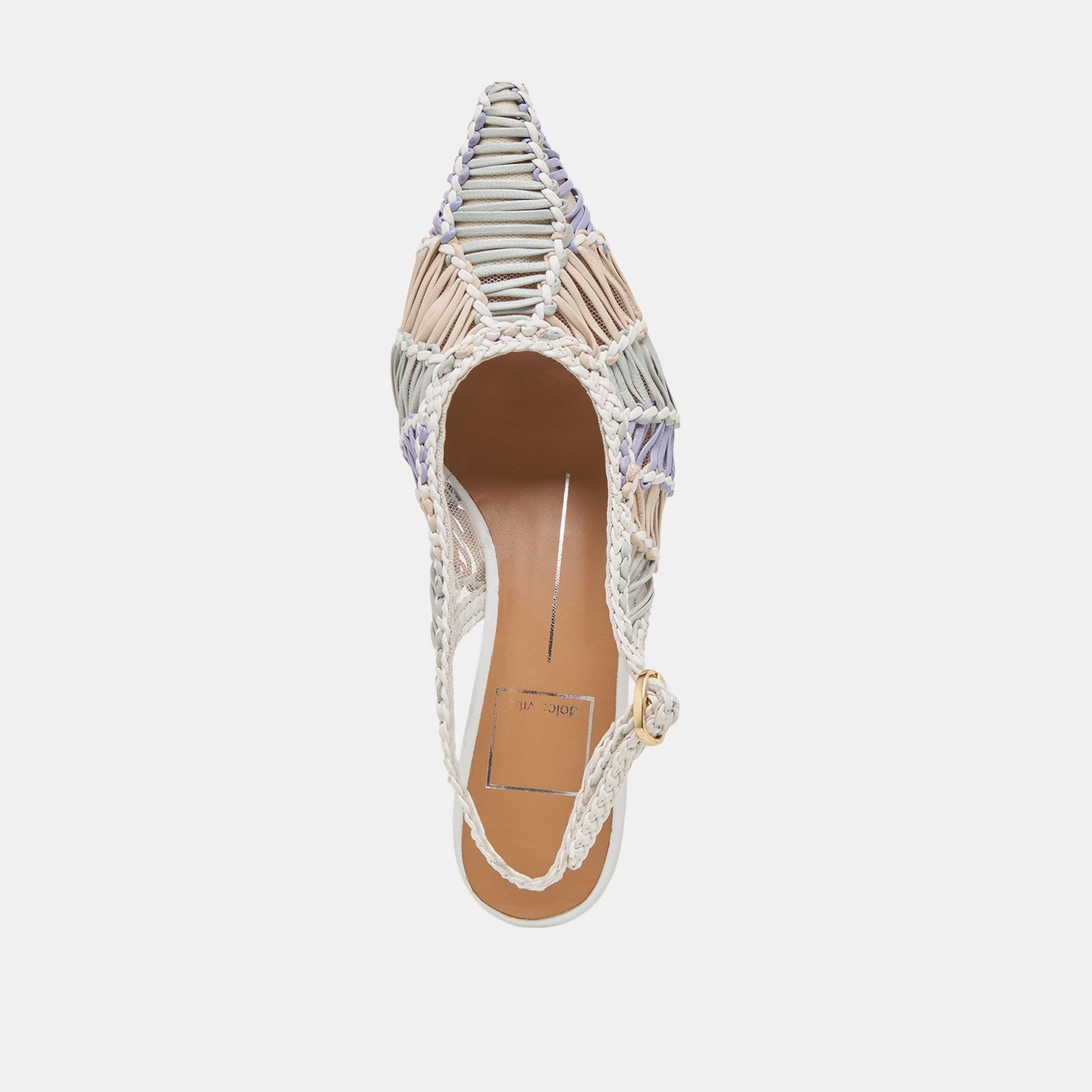 Dafney White Multi Woven Leather Heels