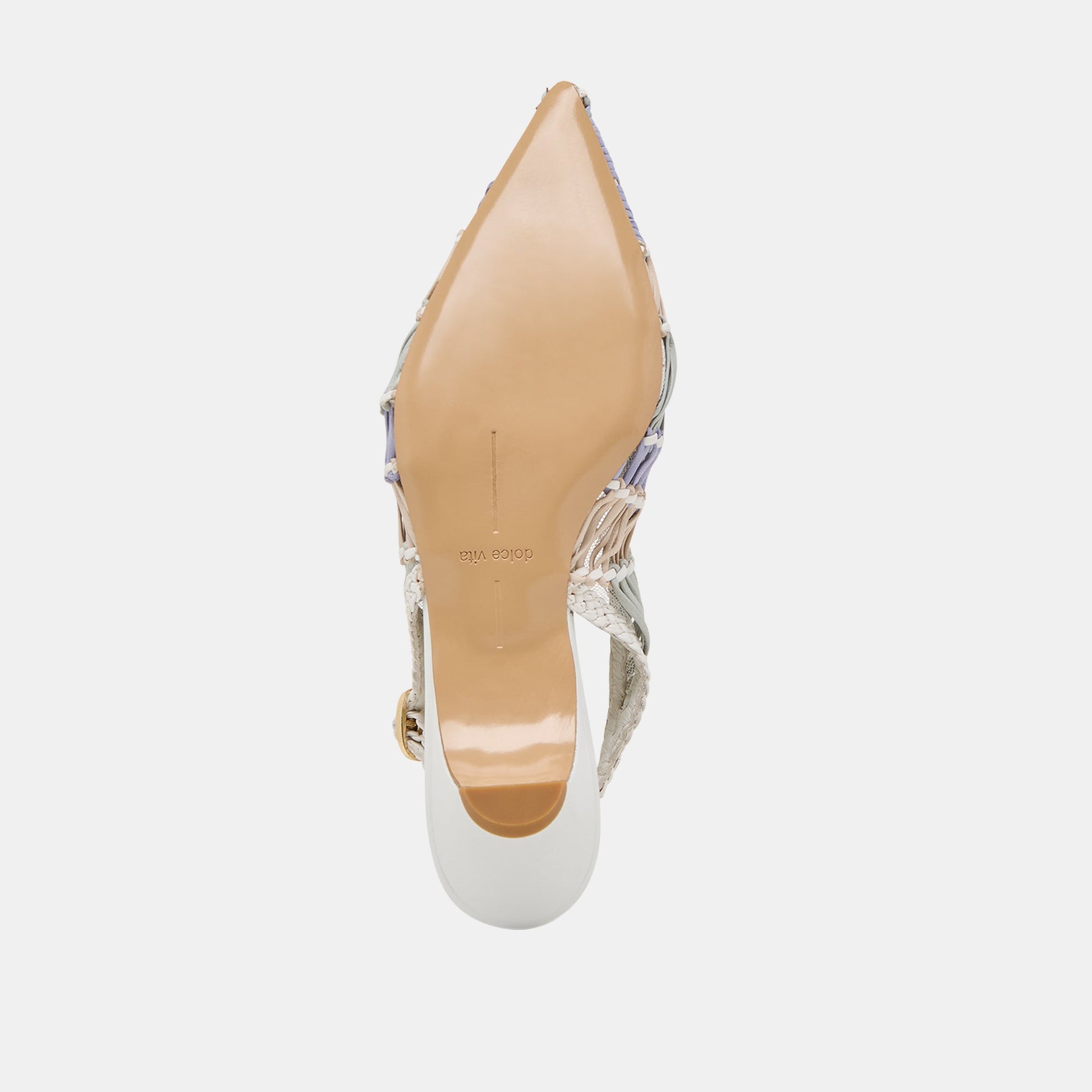 Dafney White Multi Woven Leather Heels