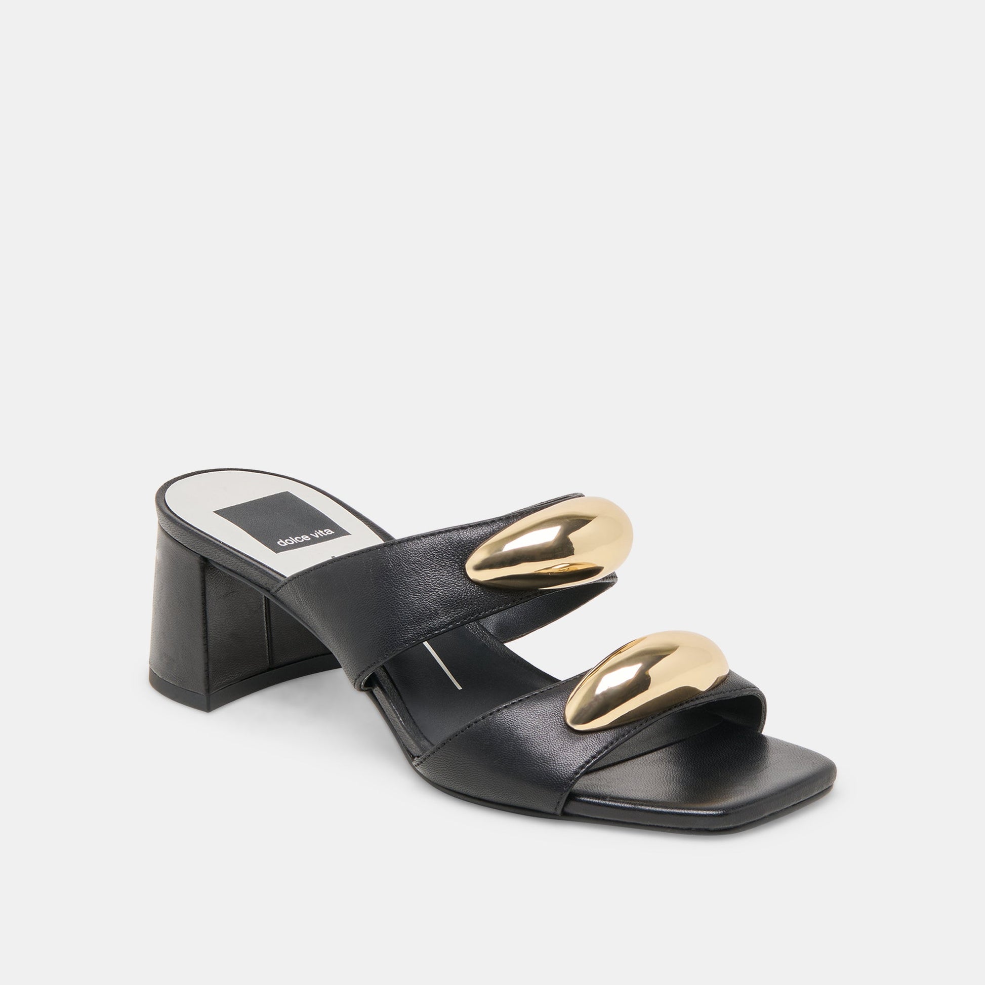 Barnet Black Leather Heels