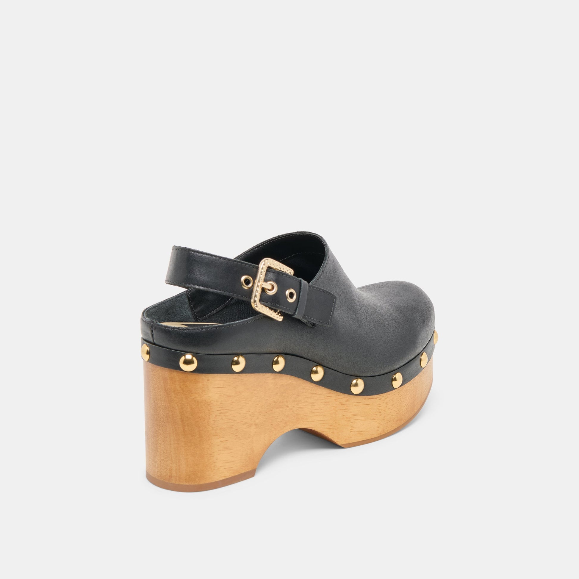 Adelan Black Leather Clogs