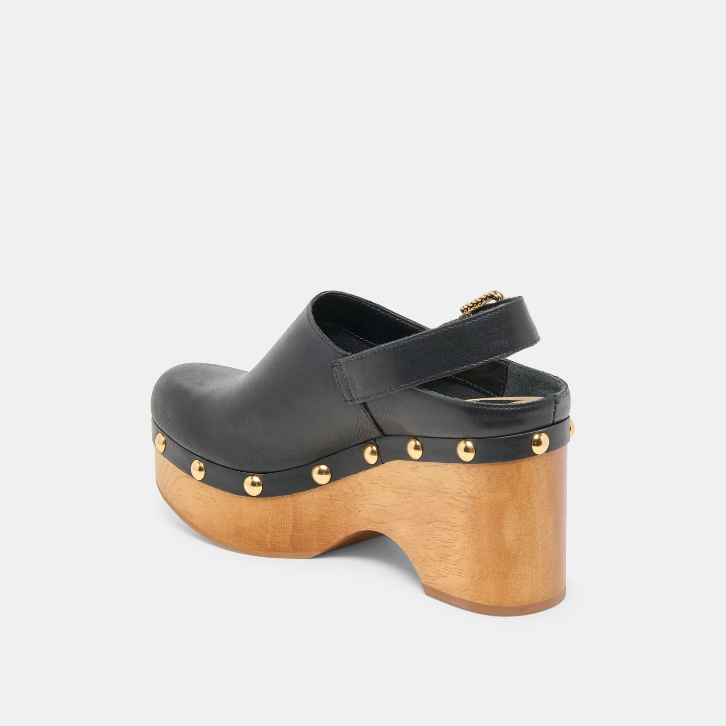 Adelan Black Leather Clogs
