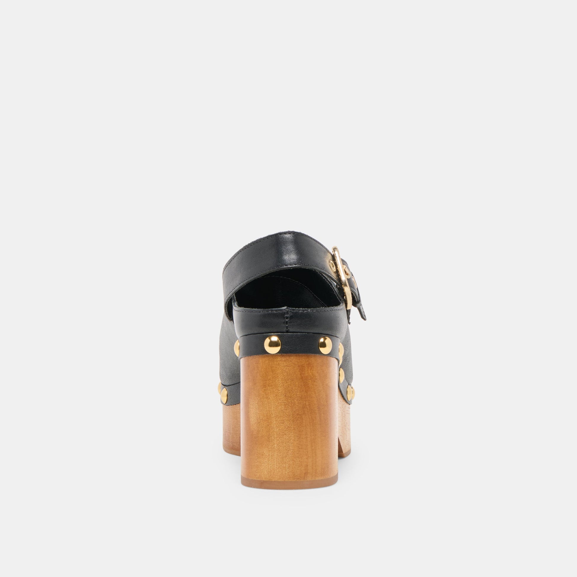Adelan Black Leather Clogs