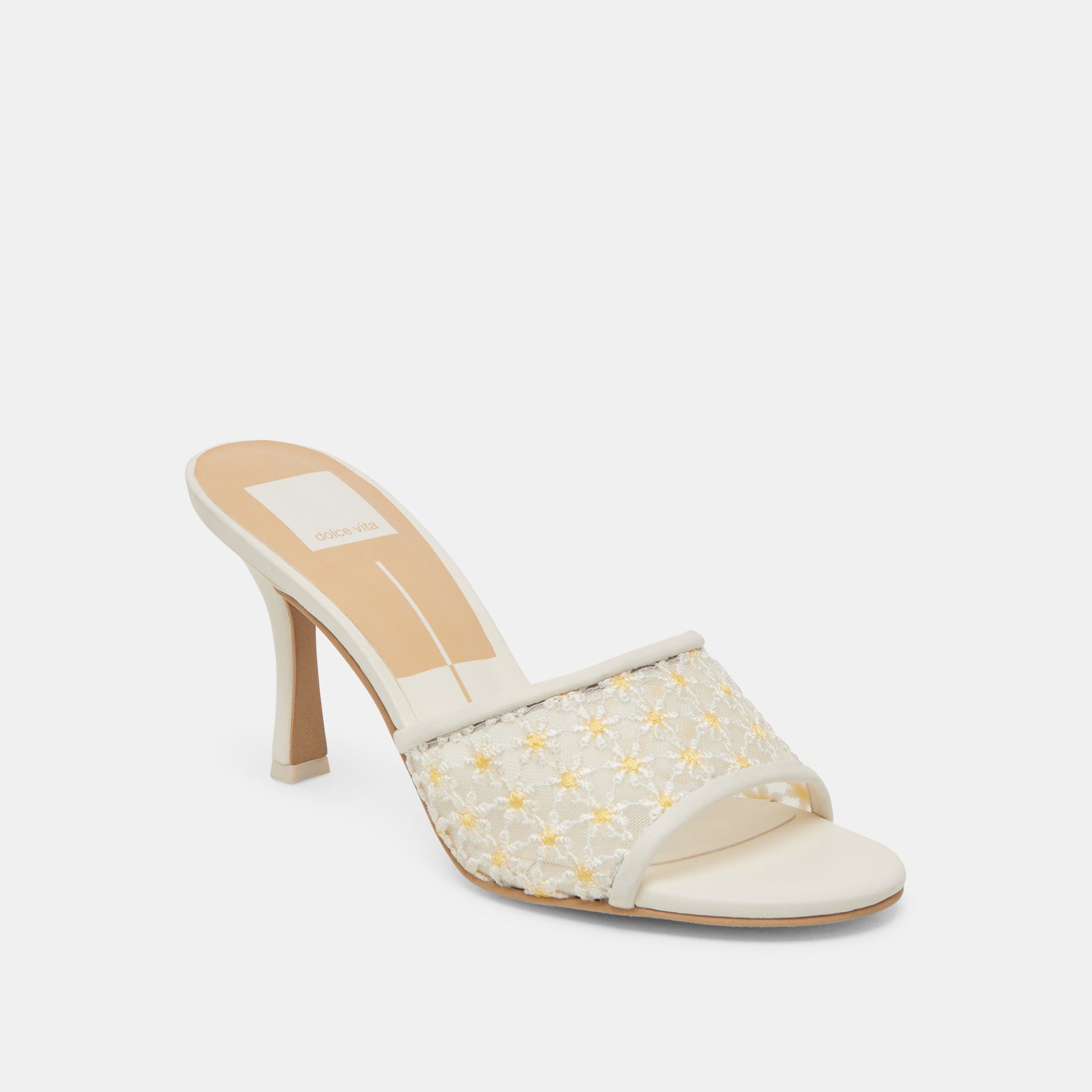 LAVENA FLORAL HEELS WHITE YELLOW FLORAL MESH
 – Dolce Vita