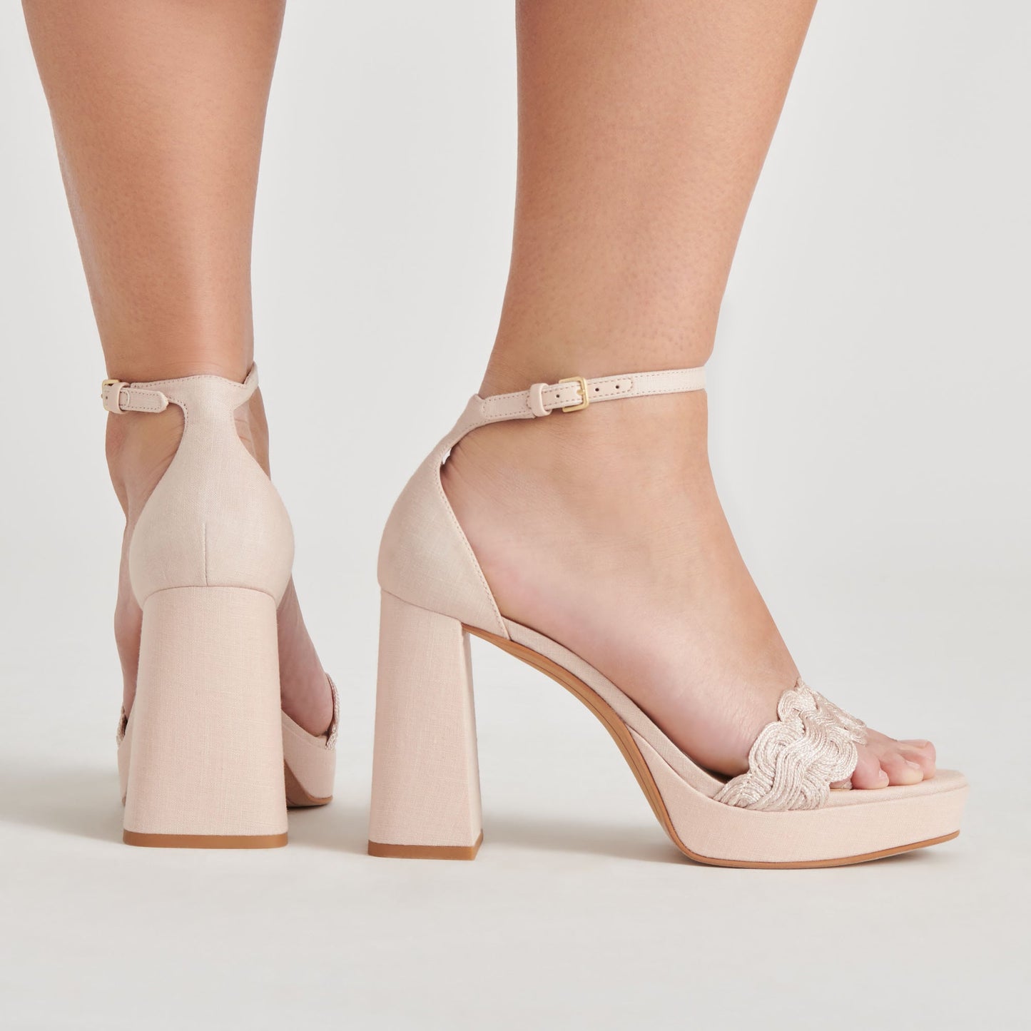 PELTIN HEELS LIGHT PINK WOVEN RAFFIA
 – Dolce Vita