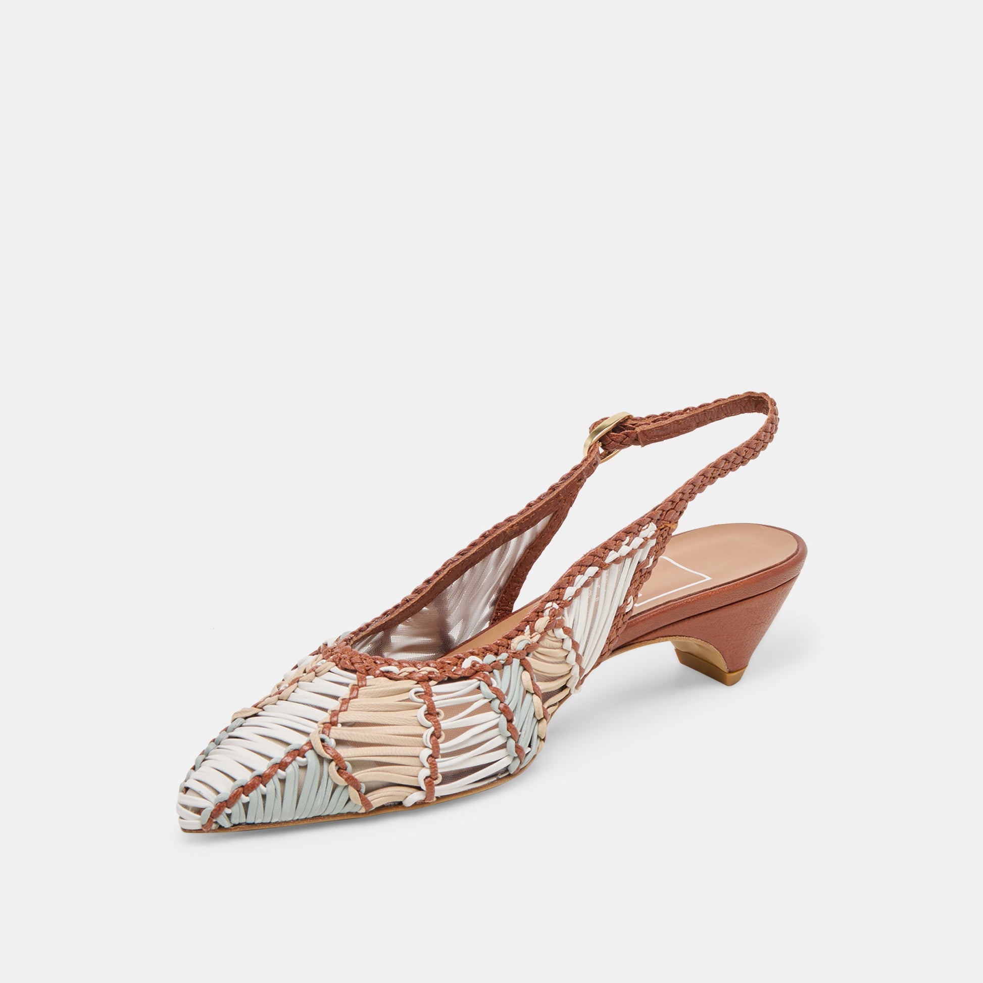 Dafney Tan Multi Woven Leather Heels