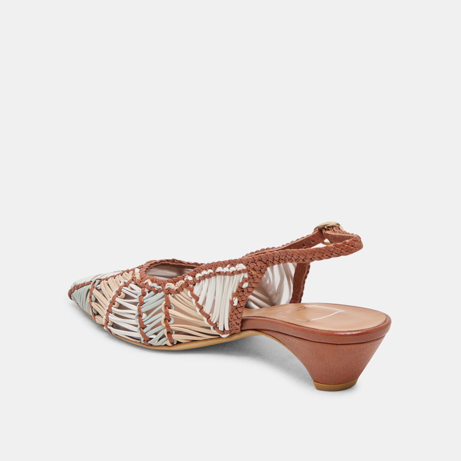 Dafney Tan Multi Woven Leather Heels