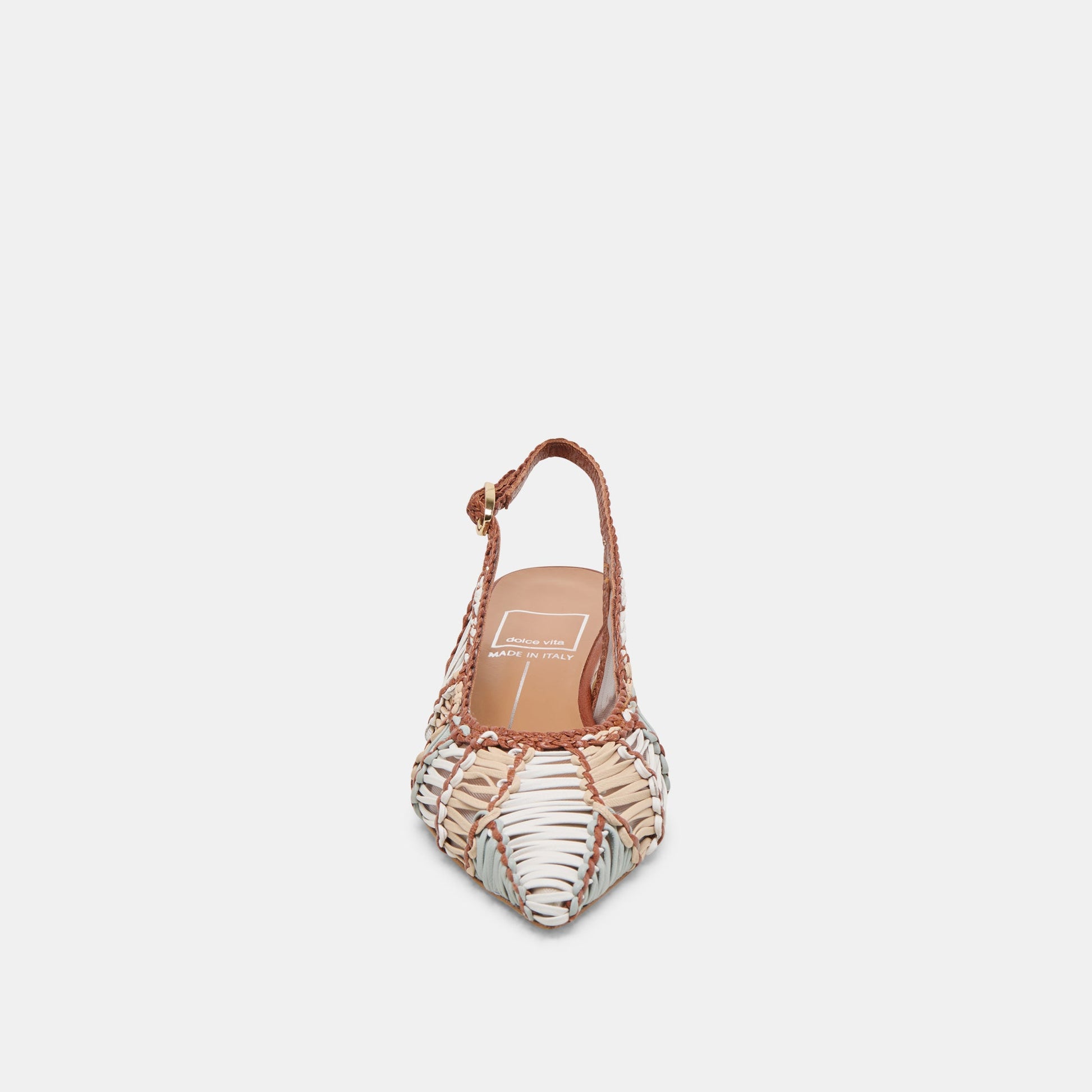 Dafney Tan Multi Woven Leather Heels