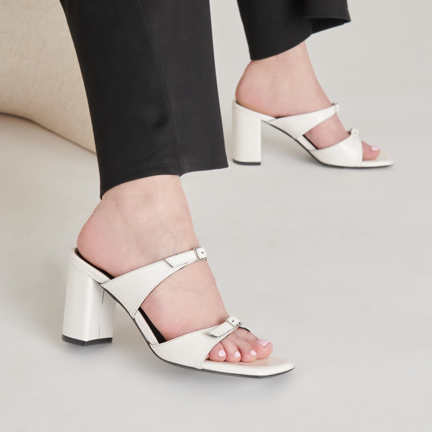 SHANE HEELS OFF WHITE CRINKLE PATENT
 – Dolce Vita